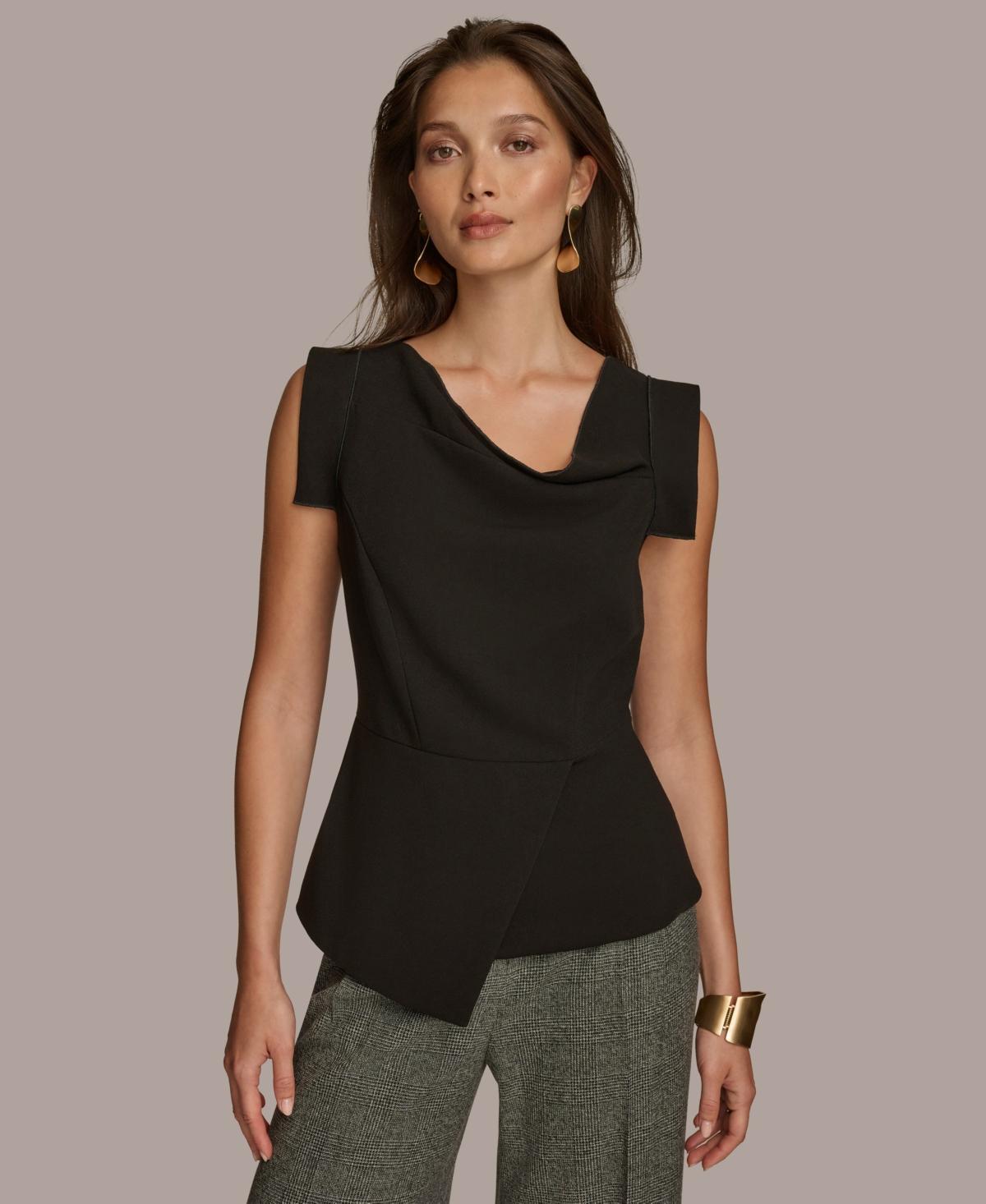 Donna Karan Womens Sleeveless Asymmetric Blouse Product Image