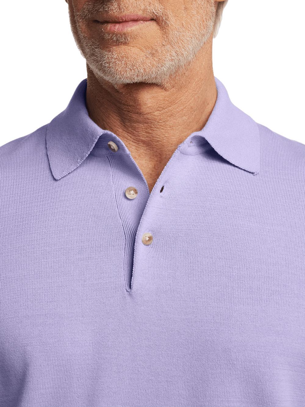 Supima Cotton Three Button Polo - Lavender Product Image