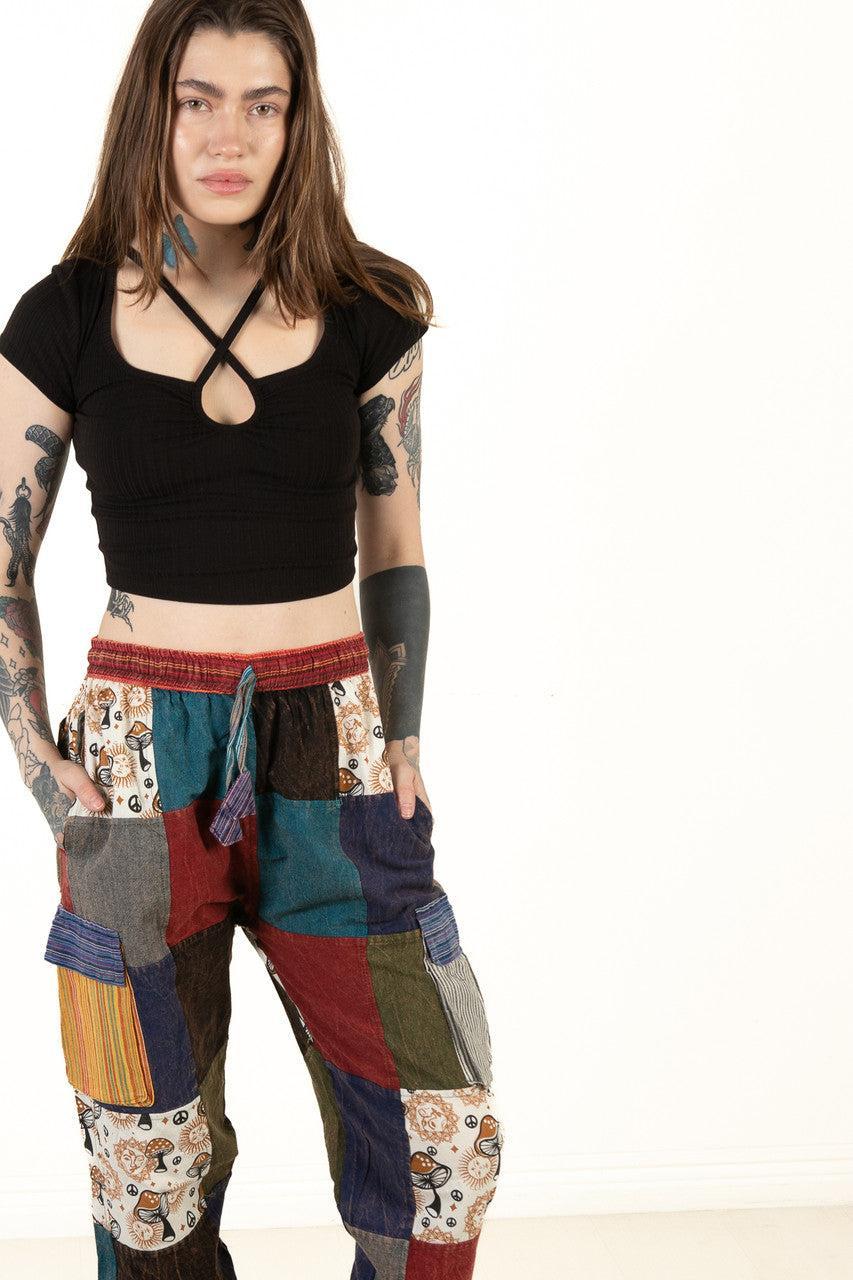 Sunny Mushroom Patchwork Cargo Joggers Product Image