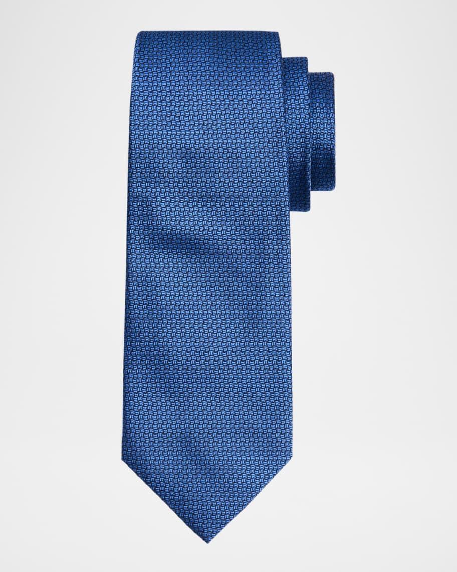 Mens Micro-Geometric Silk Tie Product Image