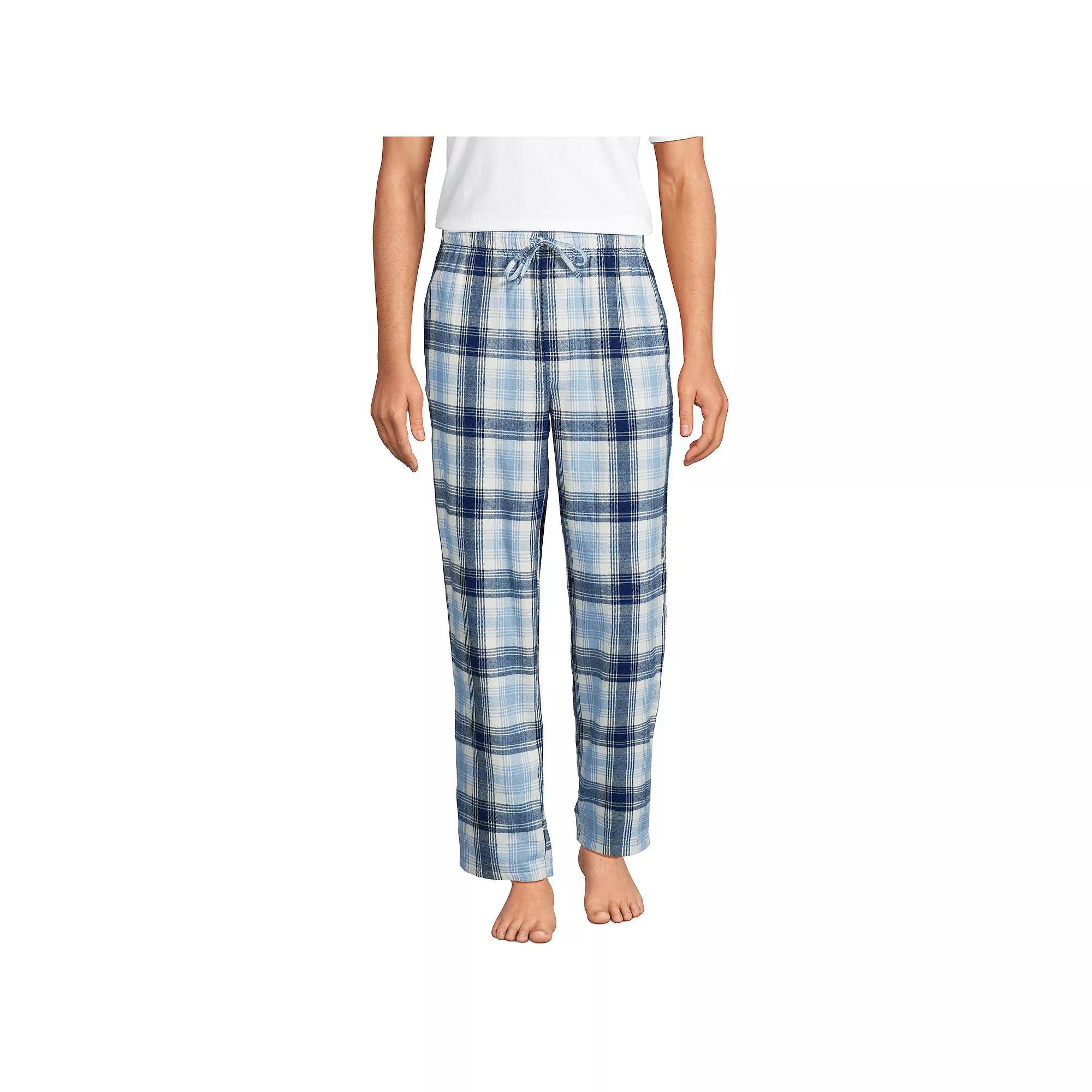 Men's Lands' End Flannel Pajama Sleep Pants, Size: Medium, Navy Green Plaid Product Image