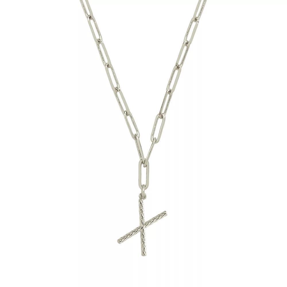 MC Collective Braided Initial Pendant Necklace, Women's, Size: 16", Silver Tone H Product Image