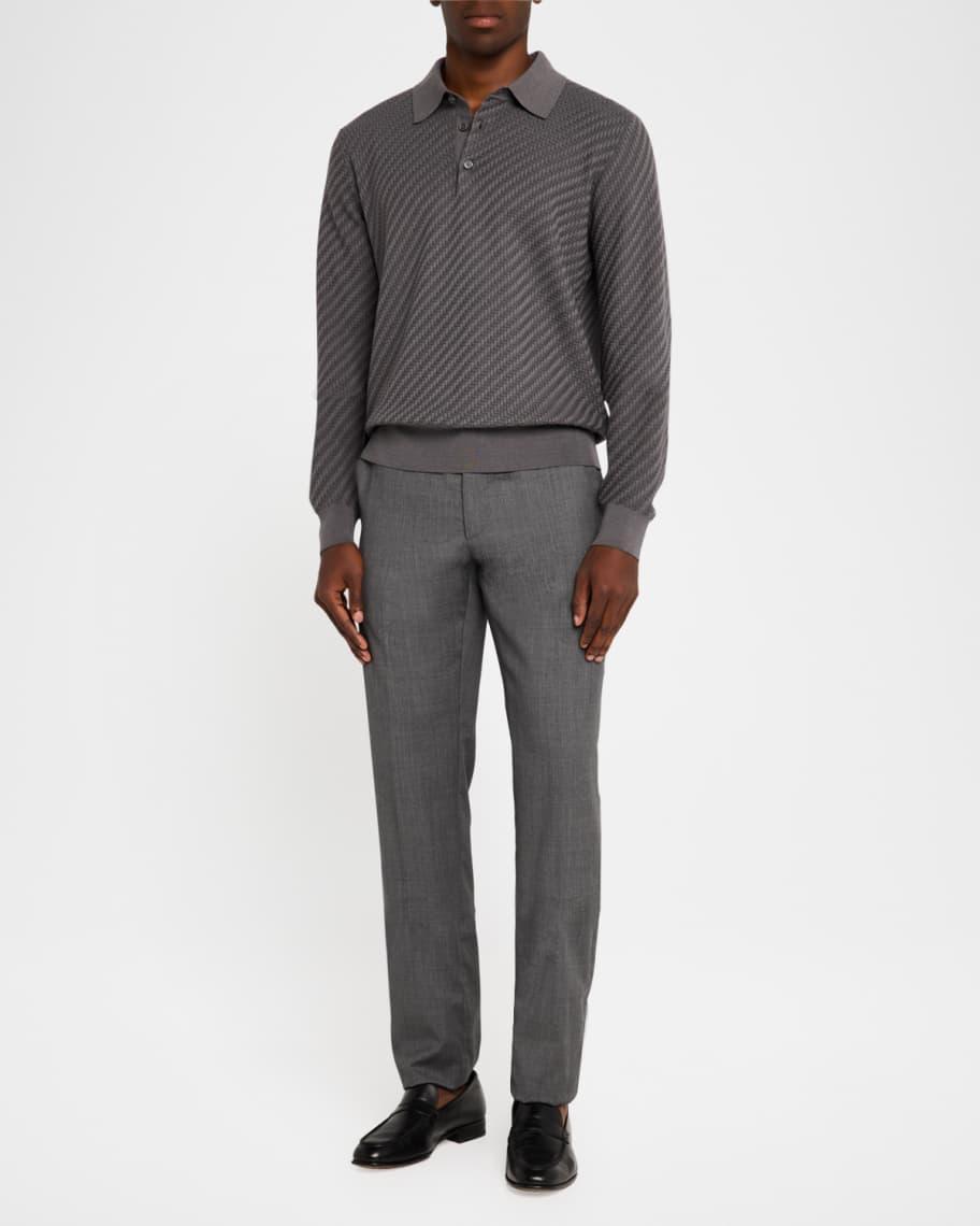 Mens Basketweave Polo Sweater Product Image