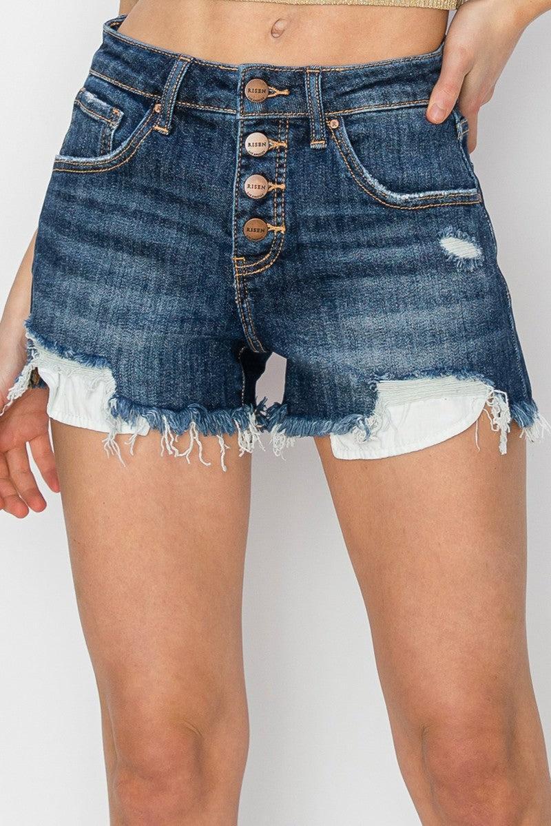 Mid Rise Button Down Shorts Product Image