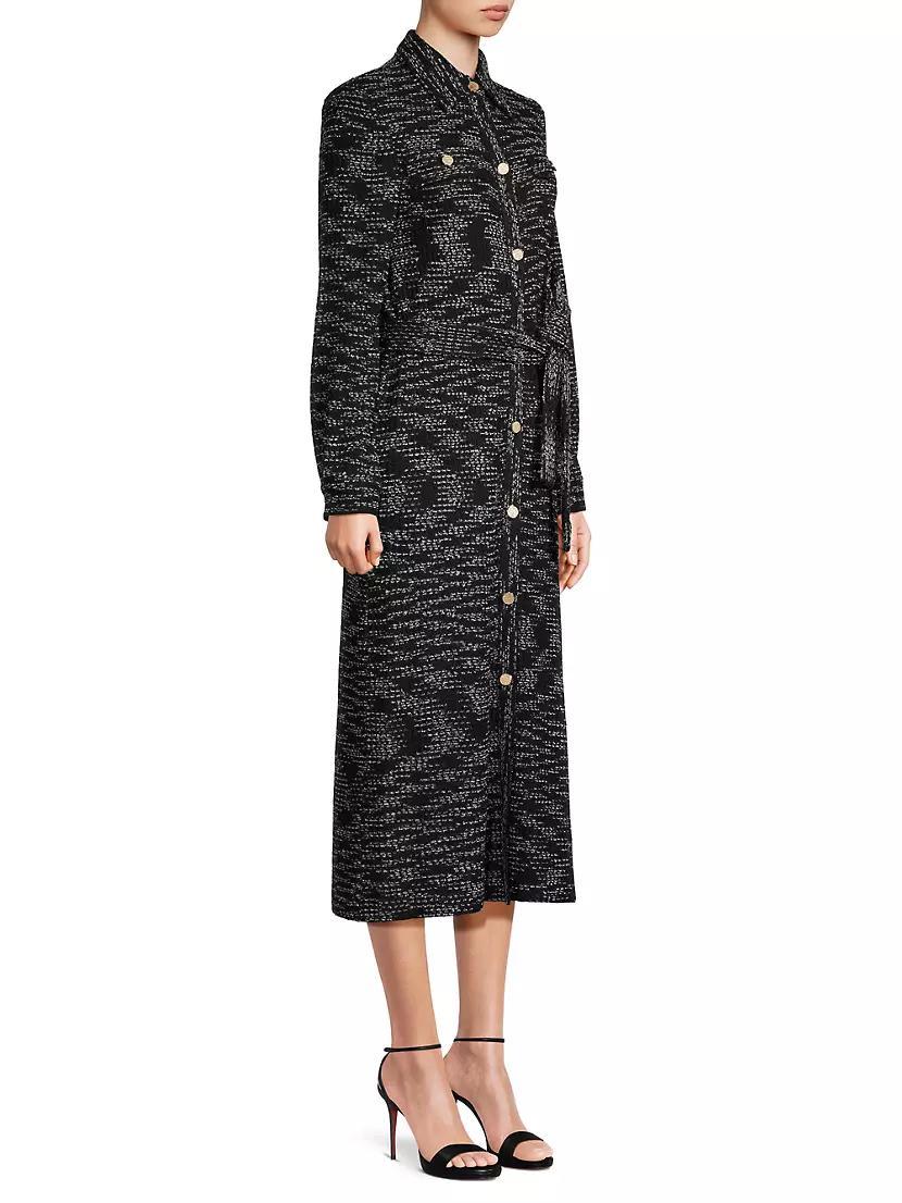 Belted Tweed Knit Midi Dress Product Image
