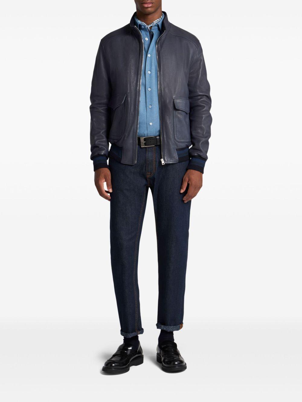 leather bomber jacket Product Image