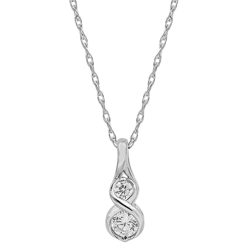 Together As One 10k Gold 1/4 Carat T.W. IGI Certified Diamond Infinity Pendant Necklace, Women's, Size: 18", 10k White Gold Product Image