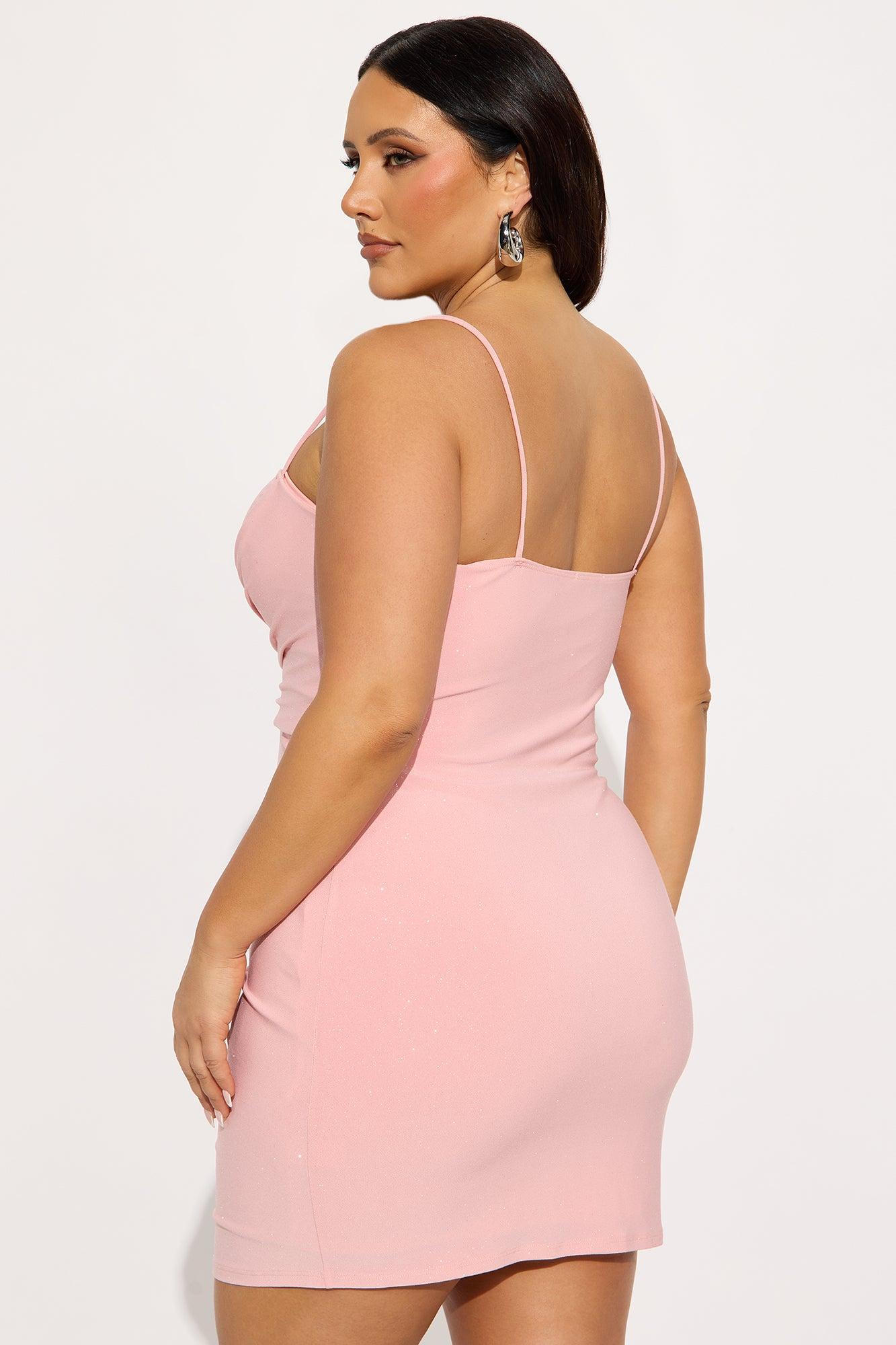Diana Draped Glitter Mini Dress - Pink Product Image