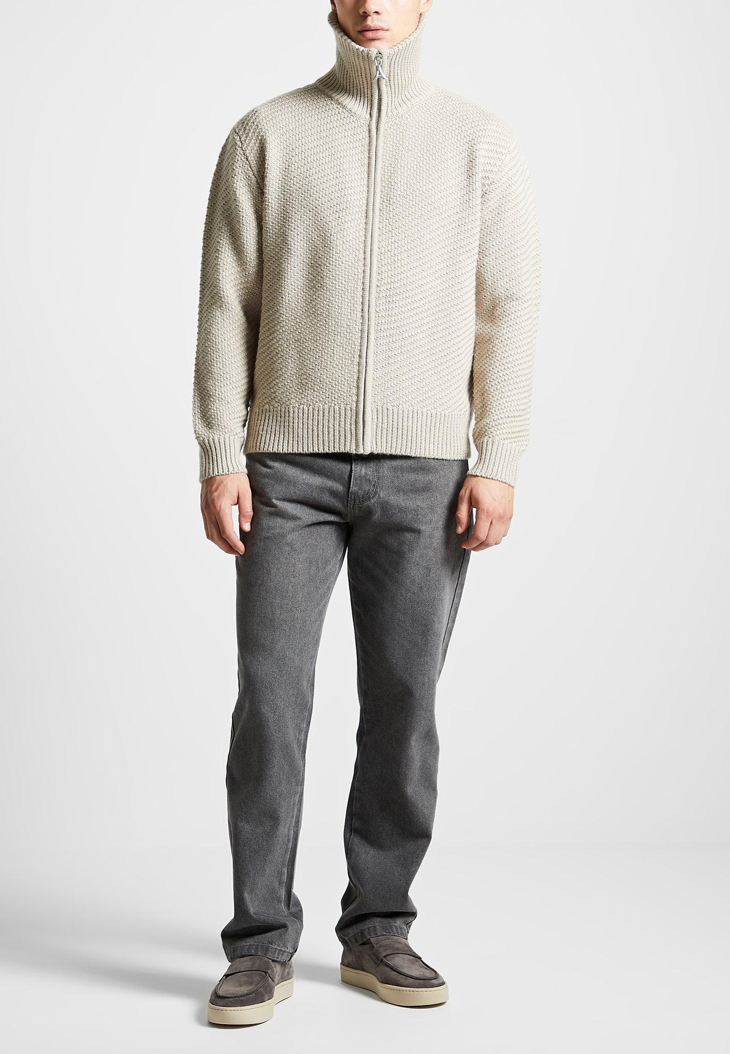 Diagonal Knit Cardigan - Stone Male Product Image
