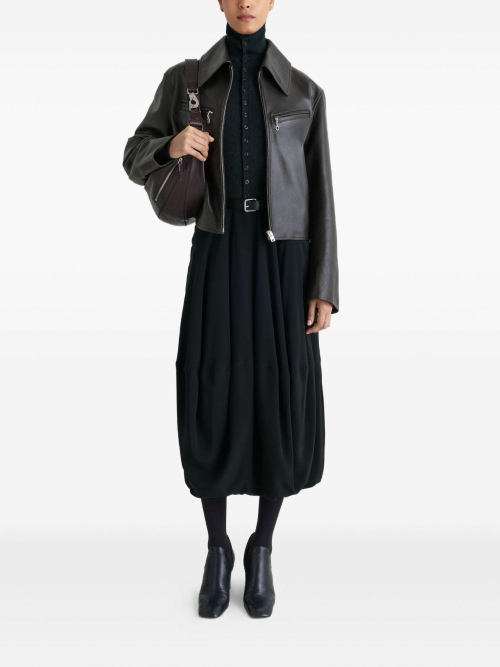 zip-front leather jacket Product Image