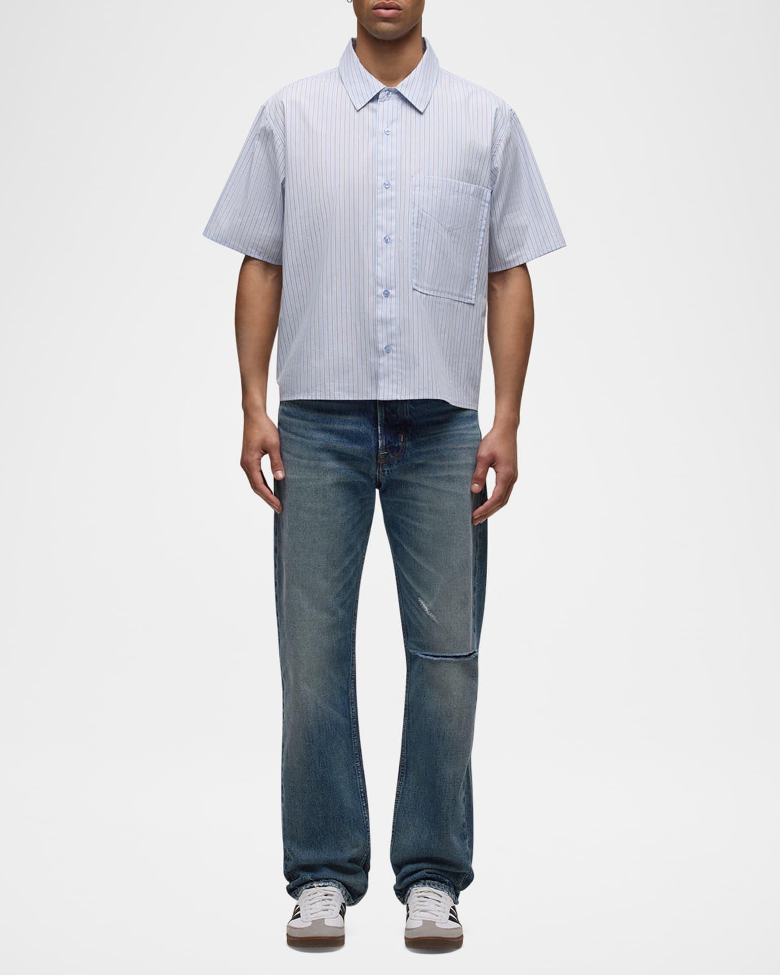 Mens Wes Distressed Faded Cotton Denim Jeans Product Image