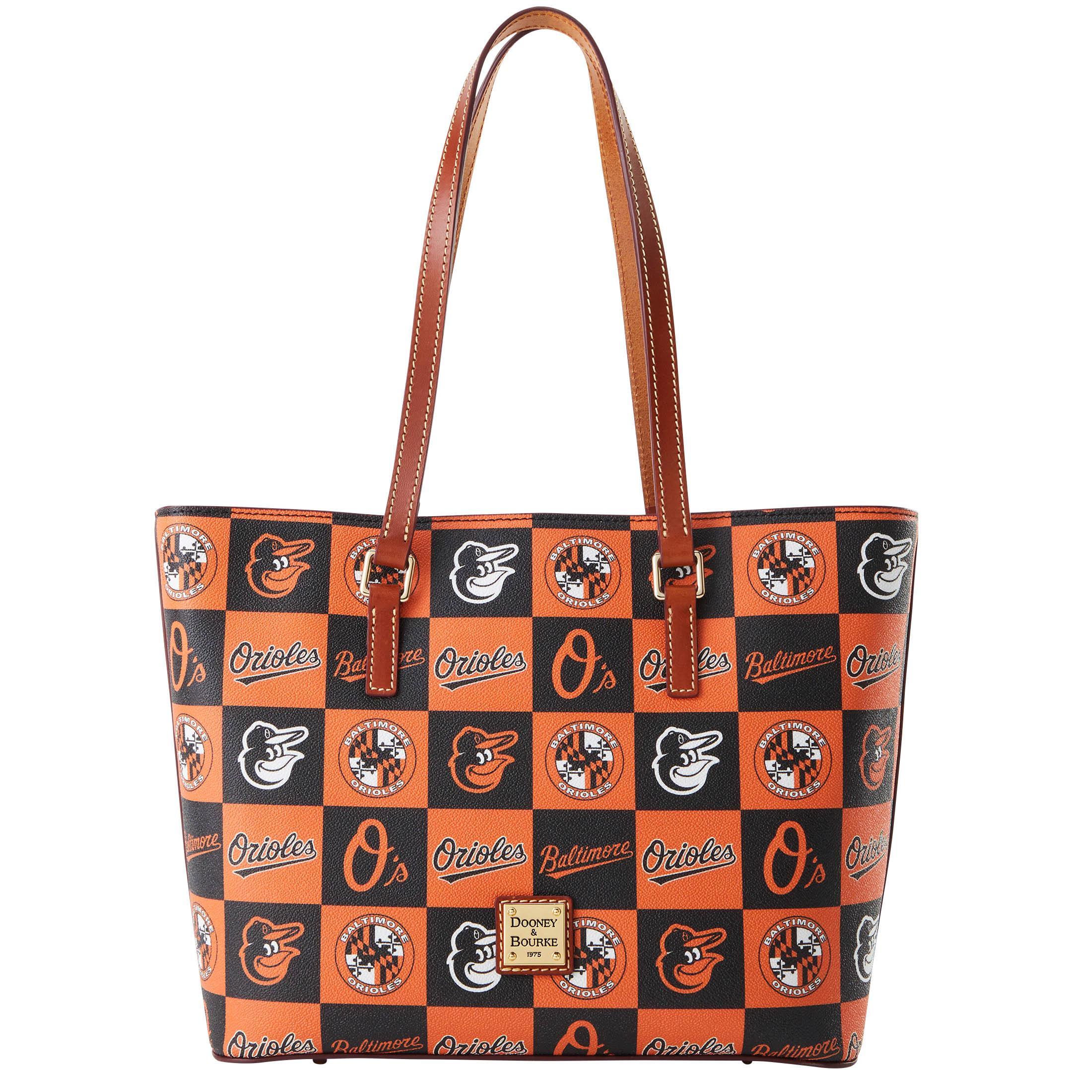Dooney & Bourke Womens MLB Orioles Zip Coated Cotton Tote Shopping Bag in Black Product Image