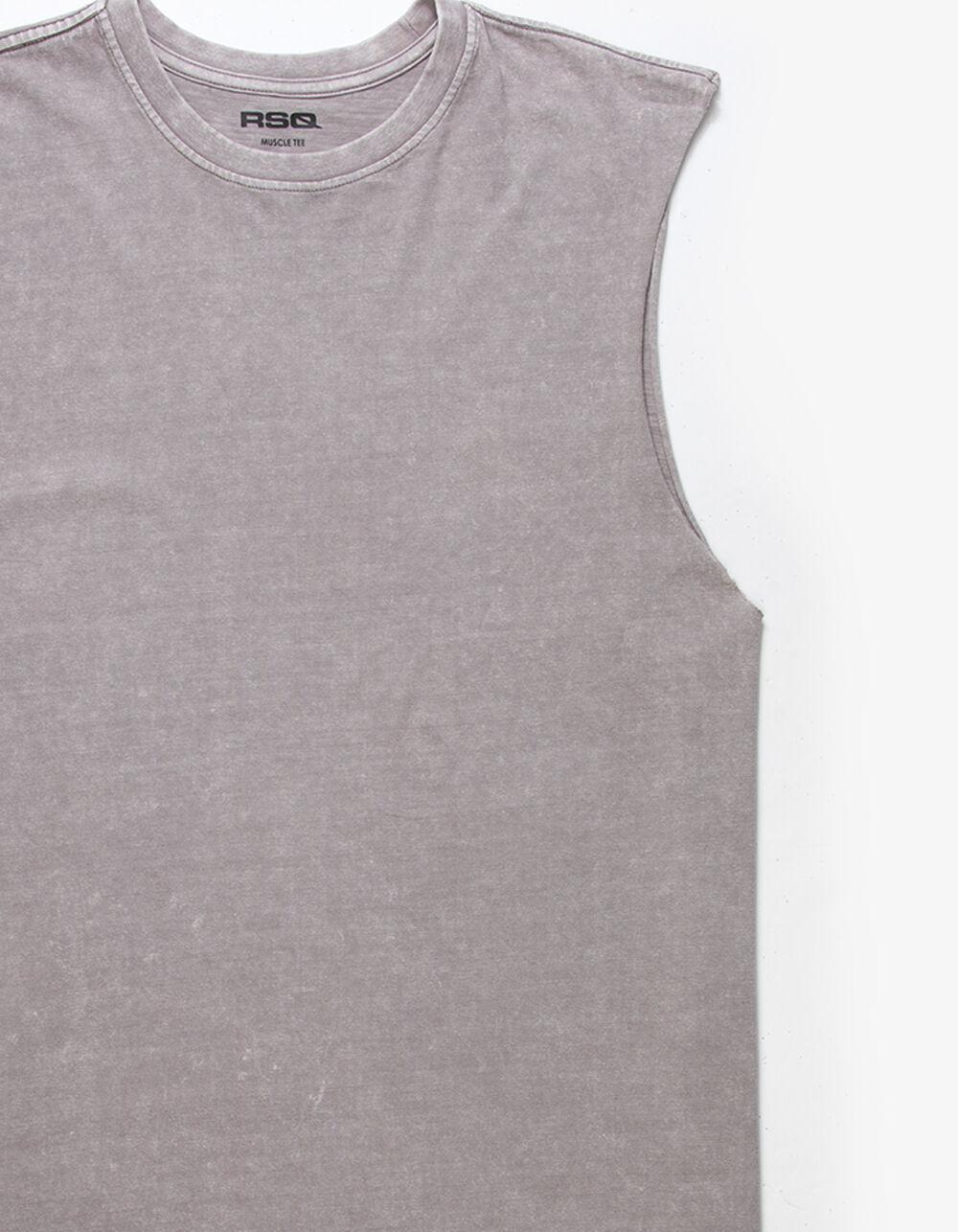 RSQ Mens Acid Wash Muscle Tee - OLIVE Product Image