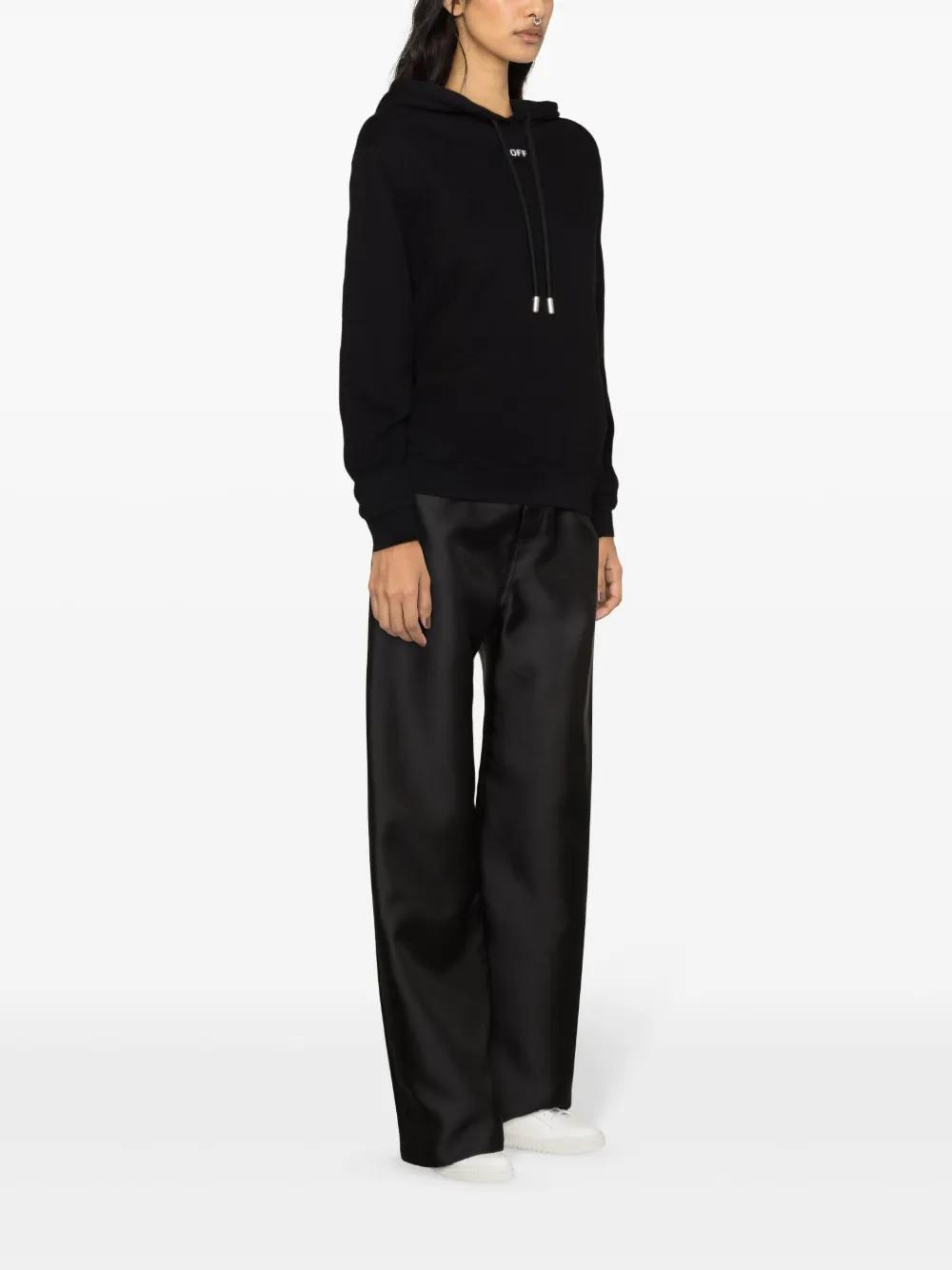Diag-stripe embroidered cotton hoodie Product Image