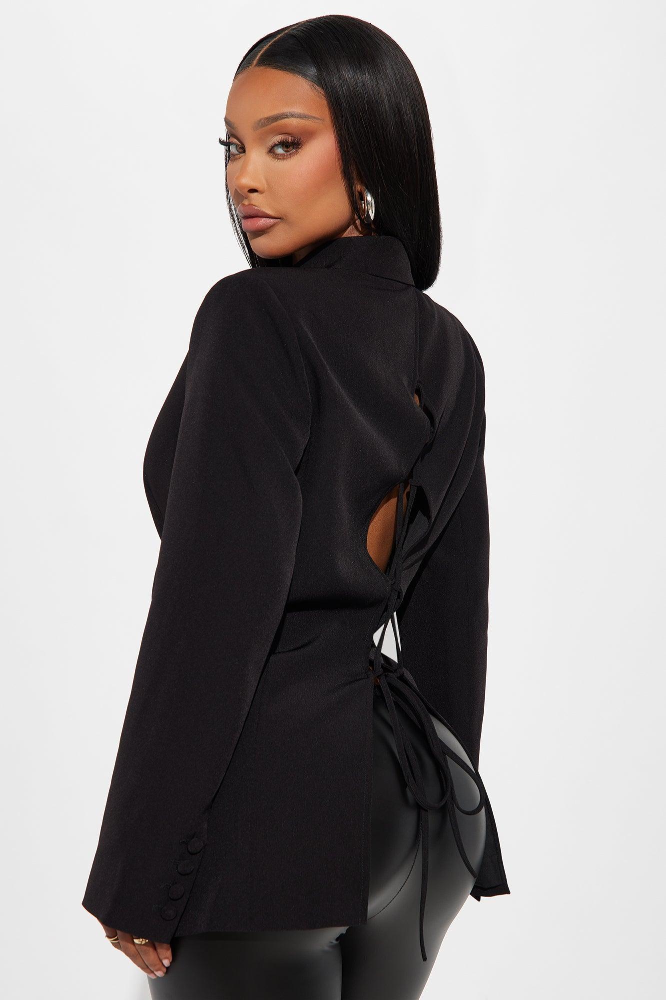 Khloe Lace Up Blazer - Black Product Image