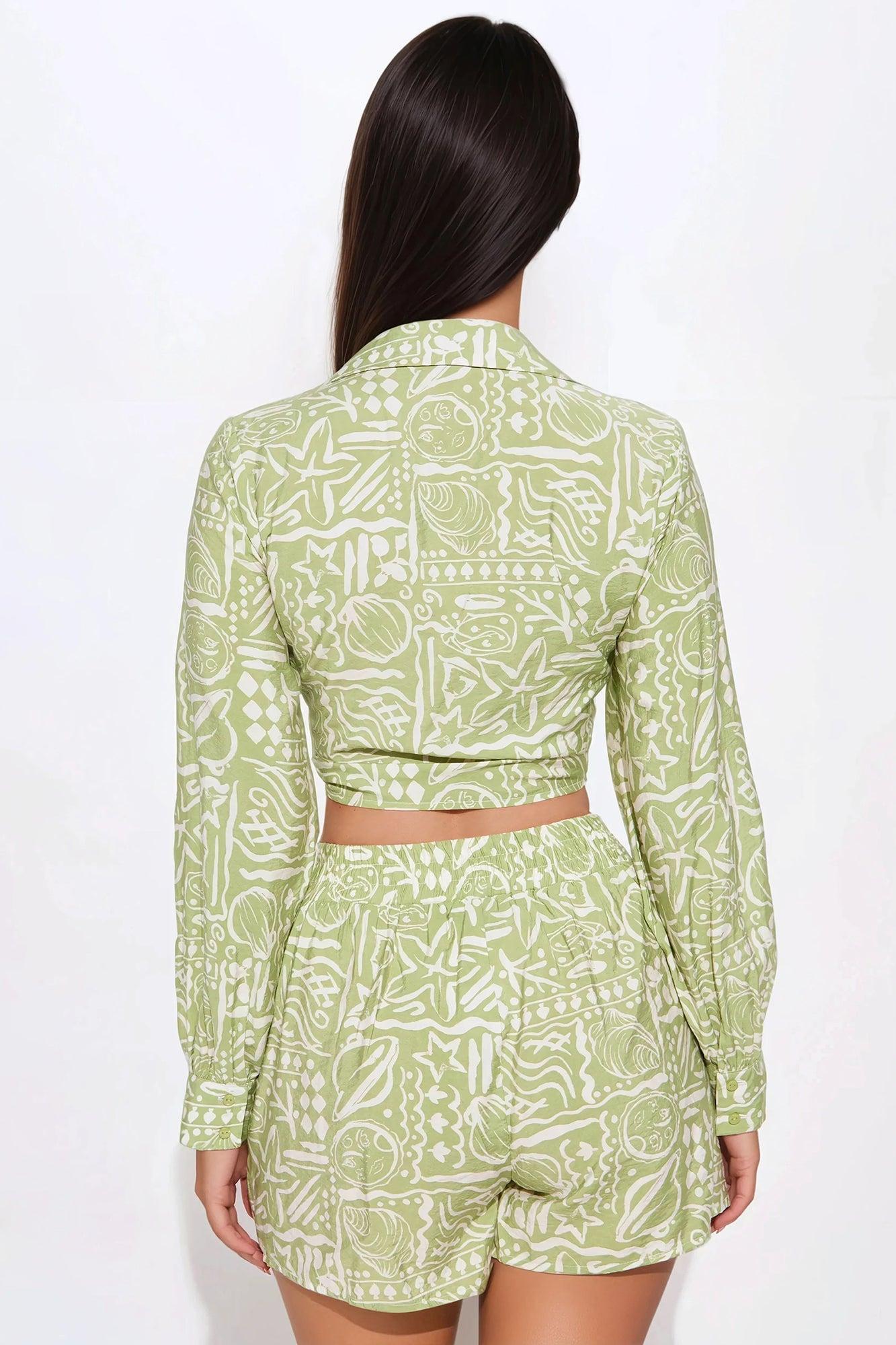 Coastal Vibe Short Set - Green/combo Product Image