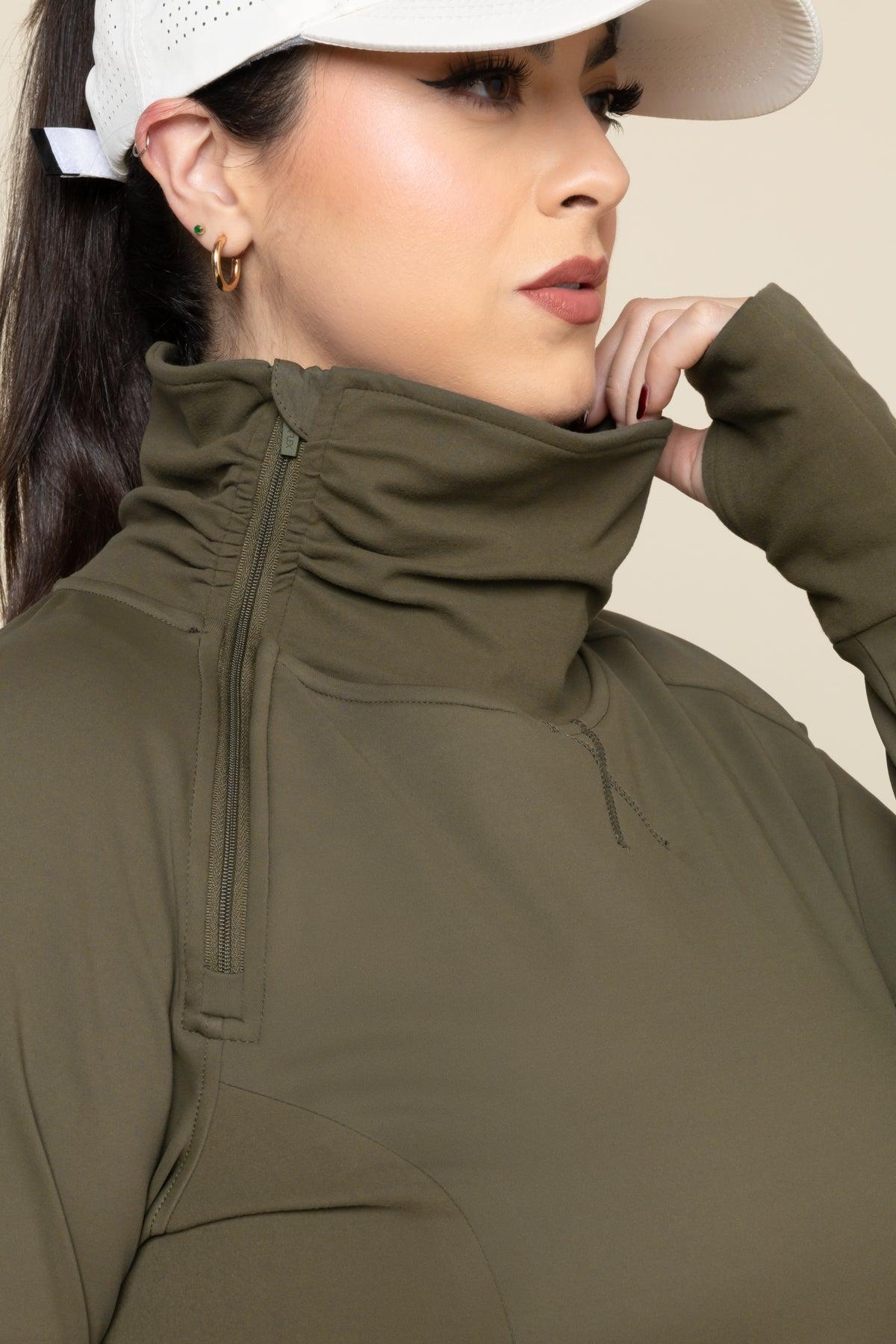 Chasing Pavements Mockneck Pullover - Grasshopper Product Image