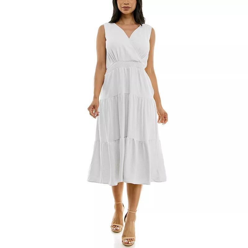 Women's Nina Leonard Tiered Smocked Midi Dress, Size: XL, Vibrant Purple Product Image