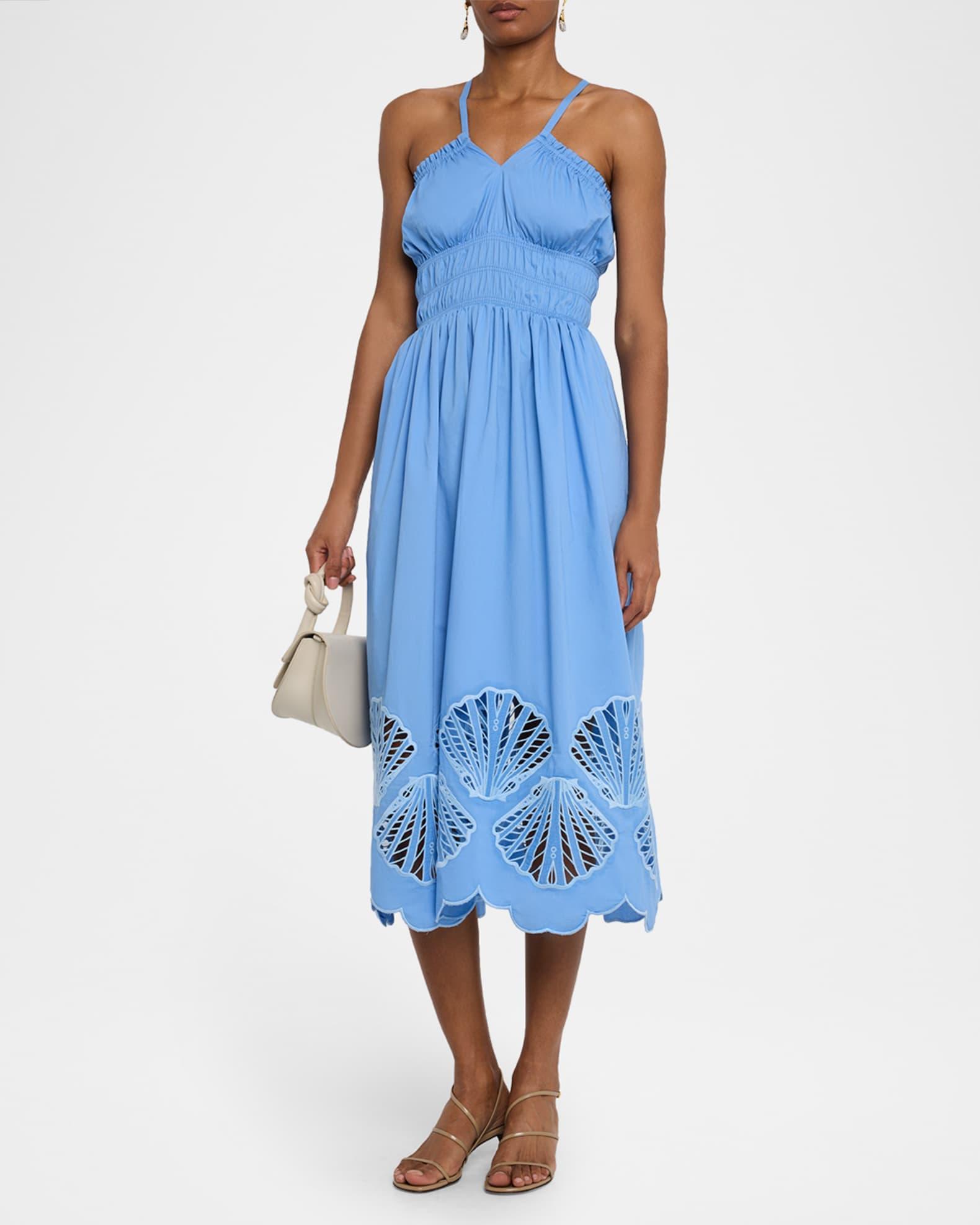 Spritz Smocked Seashell Cutout Midi Dress Product Image