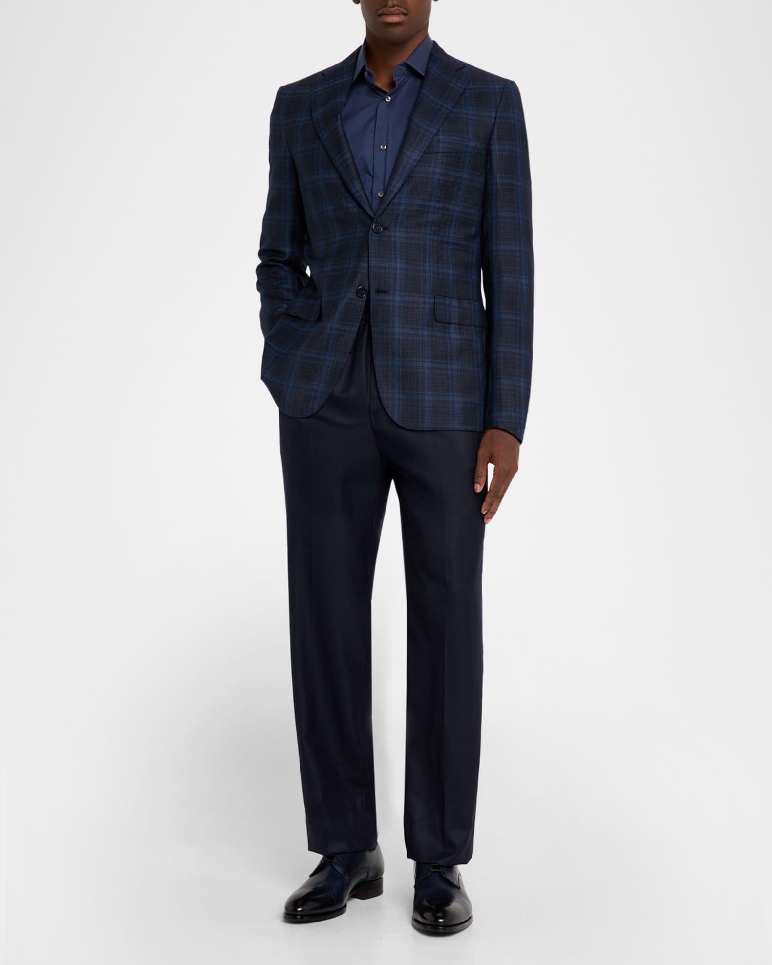 Men's Plaid Single-Breasted Blazer Jacket Product Image