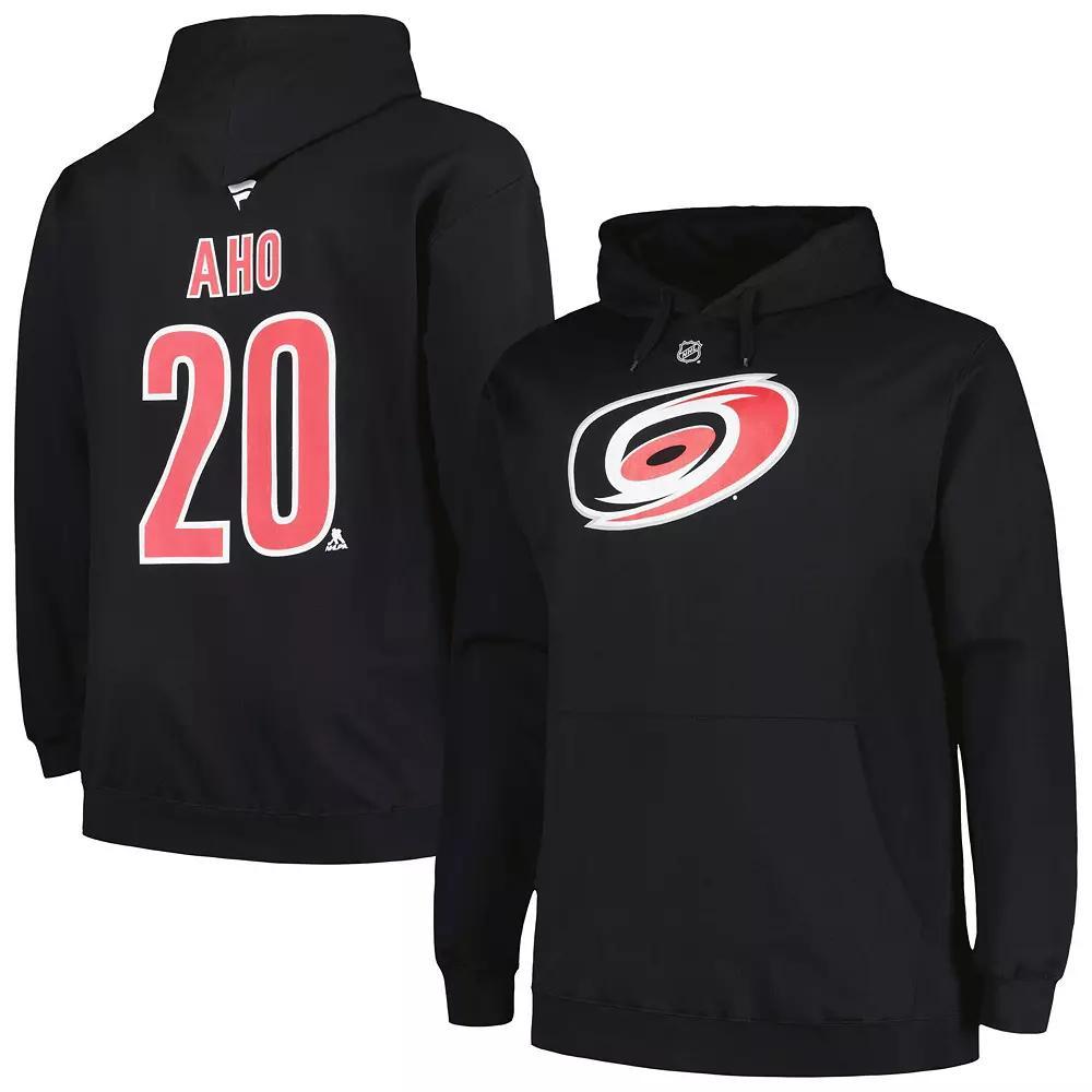 Men's Profile Sebastian Aho Black Carolina Hurricanes Big & Tall Name & Number Pullover Hoodie, Size: XLT Product Image