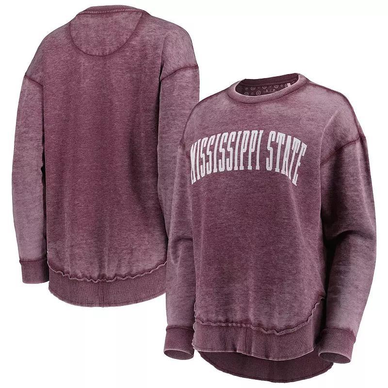 Women's Pressbox Maroon Mississippi State Bulldogs Vintage Wash Pullover Sweatshirt, Size: Medium, Mst Red Product Image