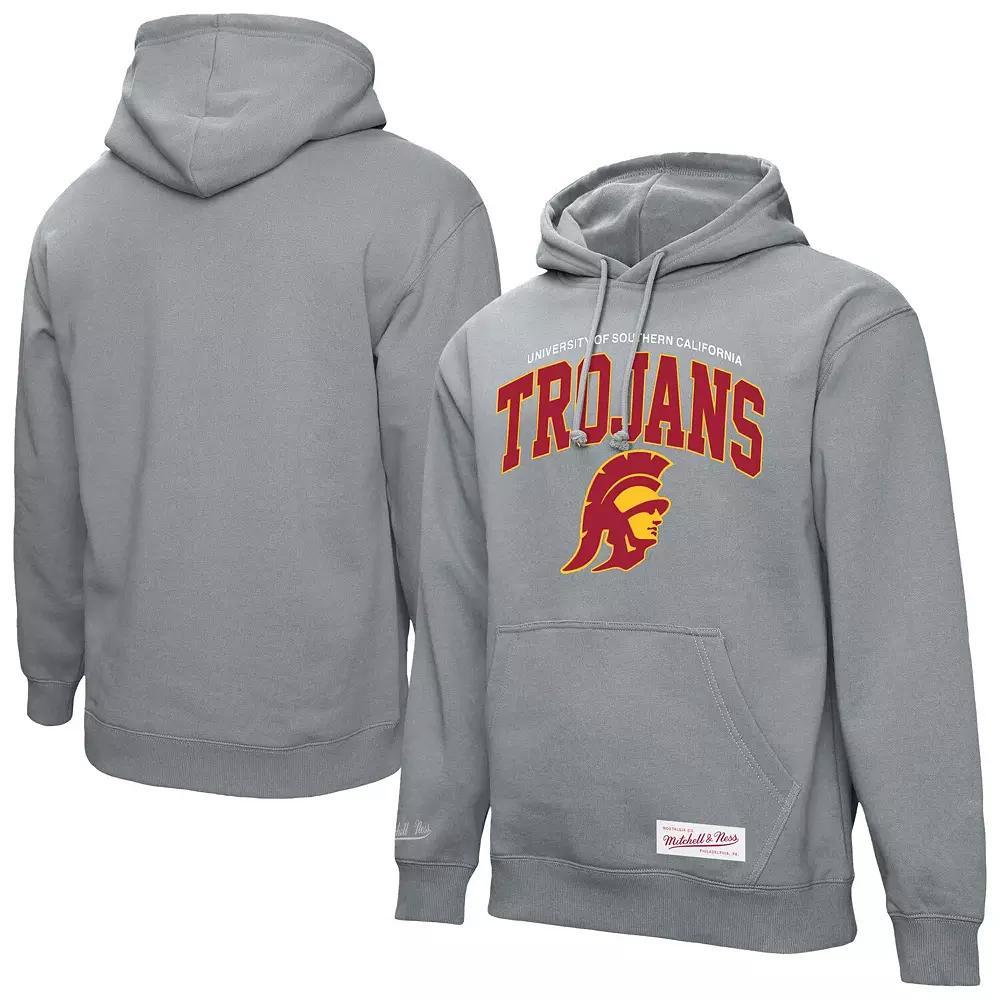 Men's Mitchell & Ness  Heather Gray USC Trojans Classic Arch Pullover Hoodie, Size: 2XL, Grey Product Image