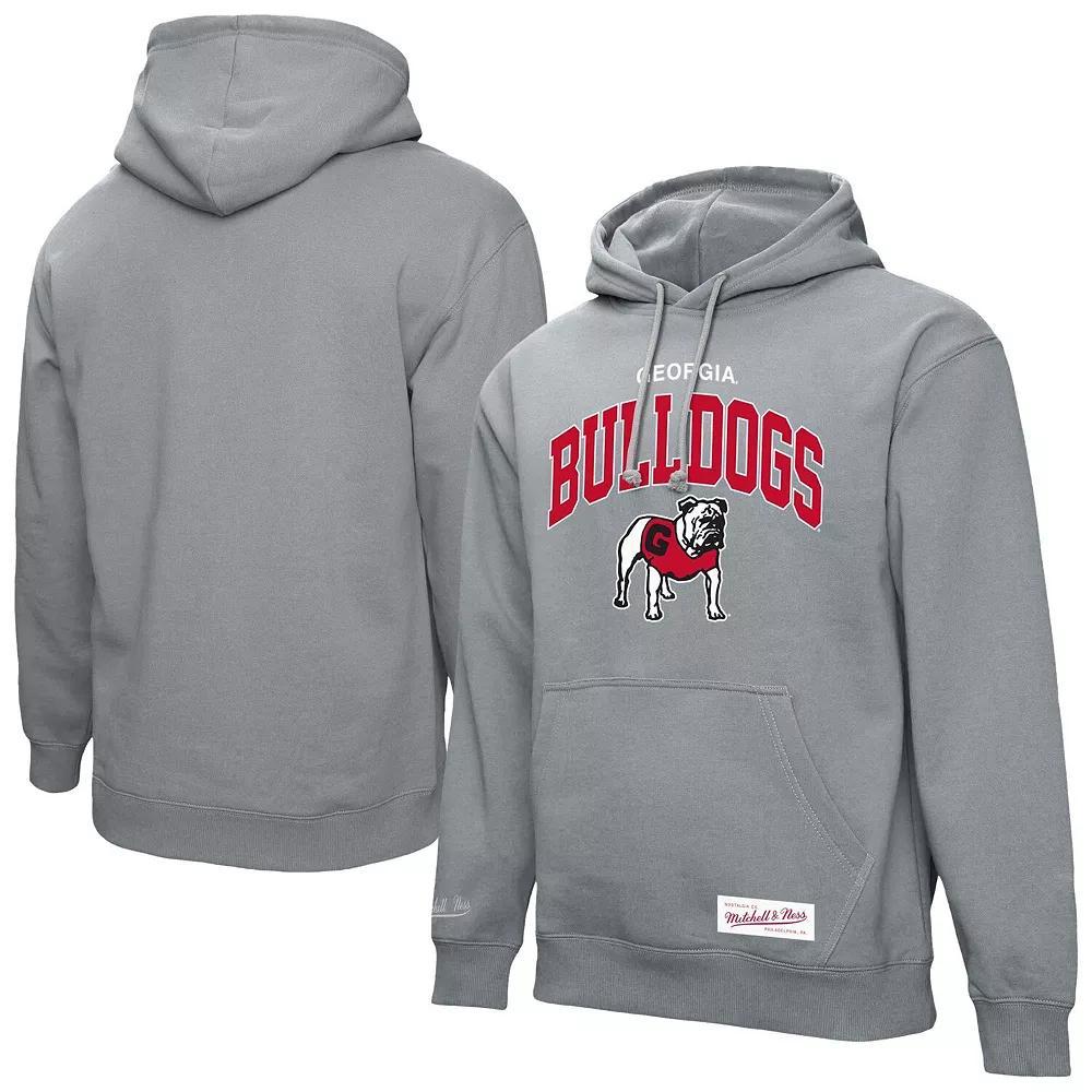 Men's Mitchell & Ness  Heather Gray Georgia Bulldogs Classic Arch Pullover Hoodie, Size: XL, Grey Product Image