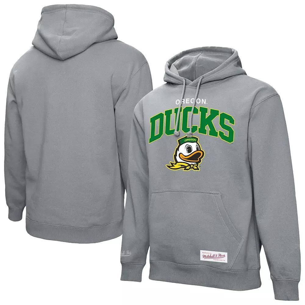 Men's Mitchell & Ness  Heather Gray Oregon Ducks Classic Arch Pullover Hoodie, Size: Small, Grey Product Image