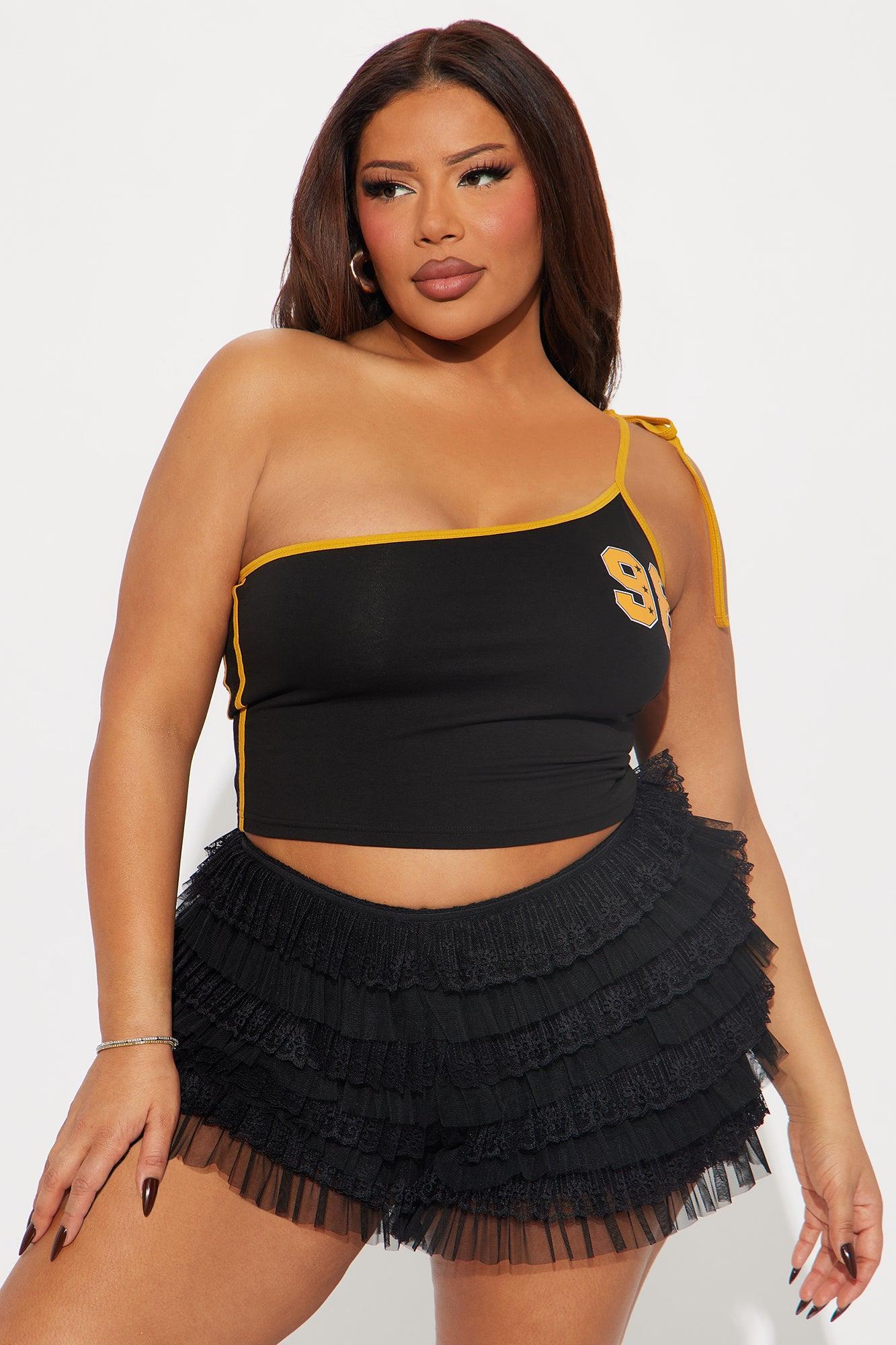 Gemma One Shoulder Top - Black/combo Product Image