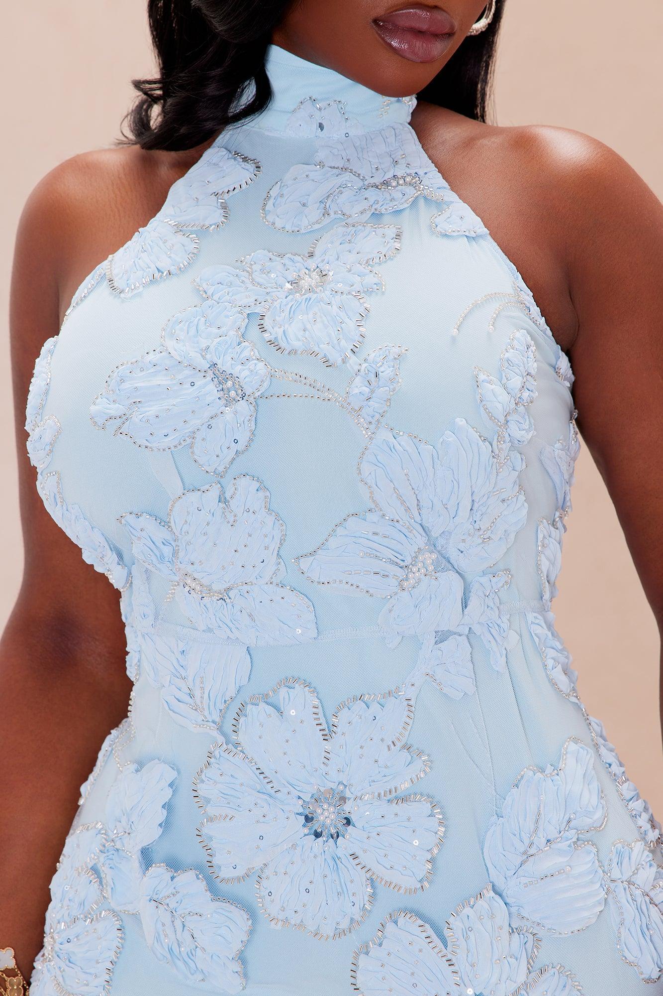 Rachel Embellished Midi Dress - Light Blue Female Product Image