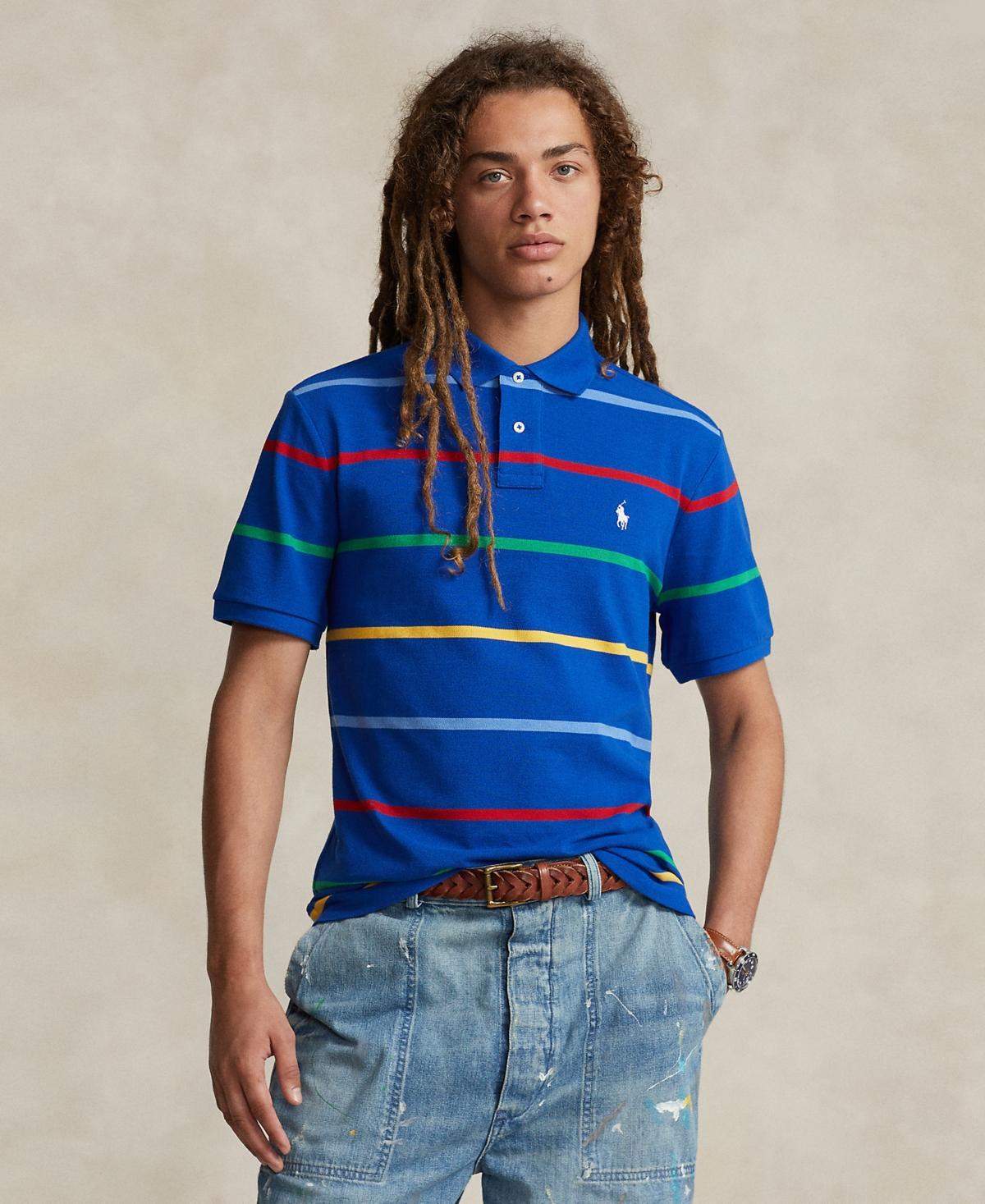 Polo Ralph Lauren Classic Fit Striped Mesh Polo Shirt (Sapphire Star ) Men's Clothing Product Image