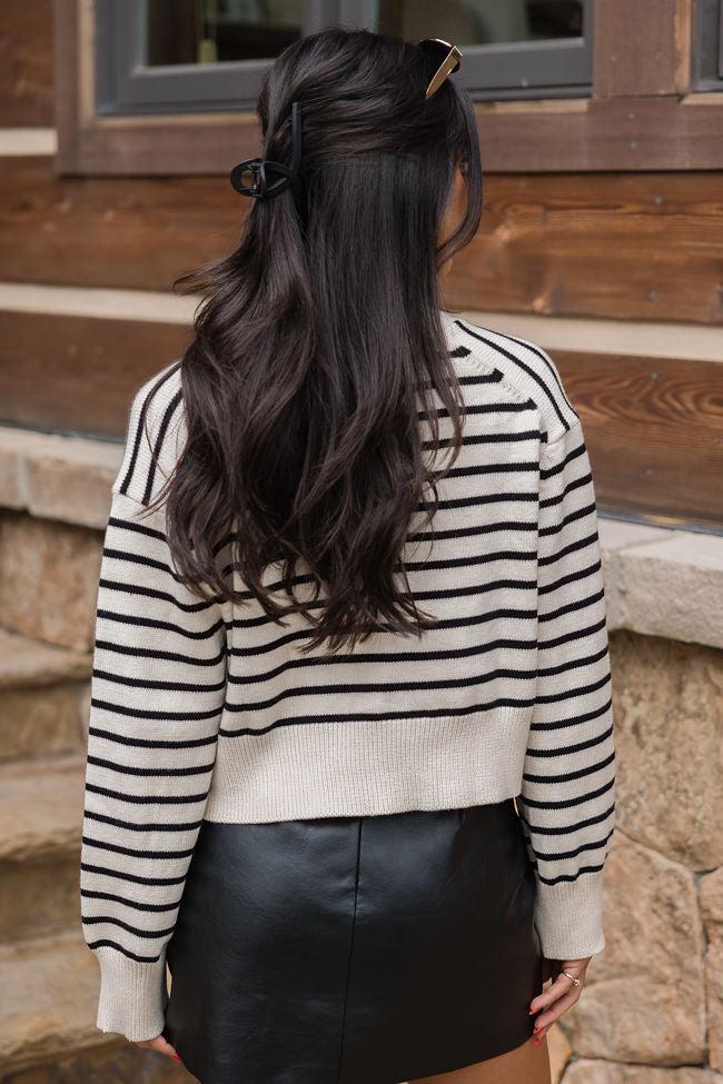 Back In Style Beige and Black Striped Cardigan SALE Product Image