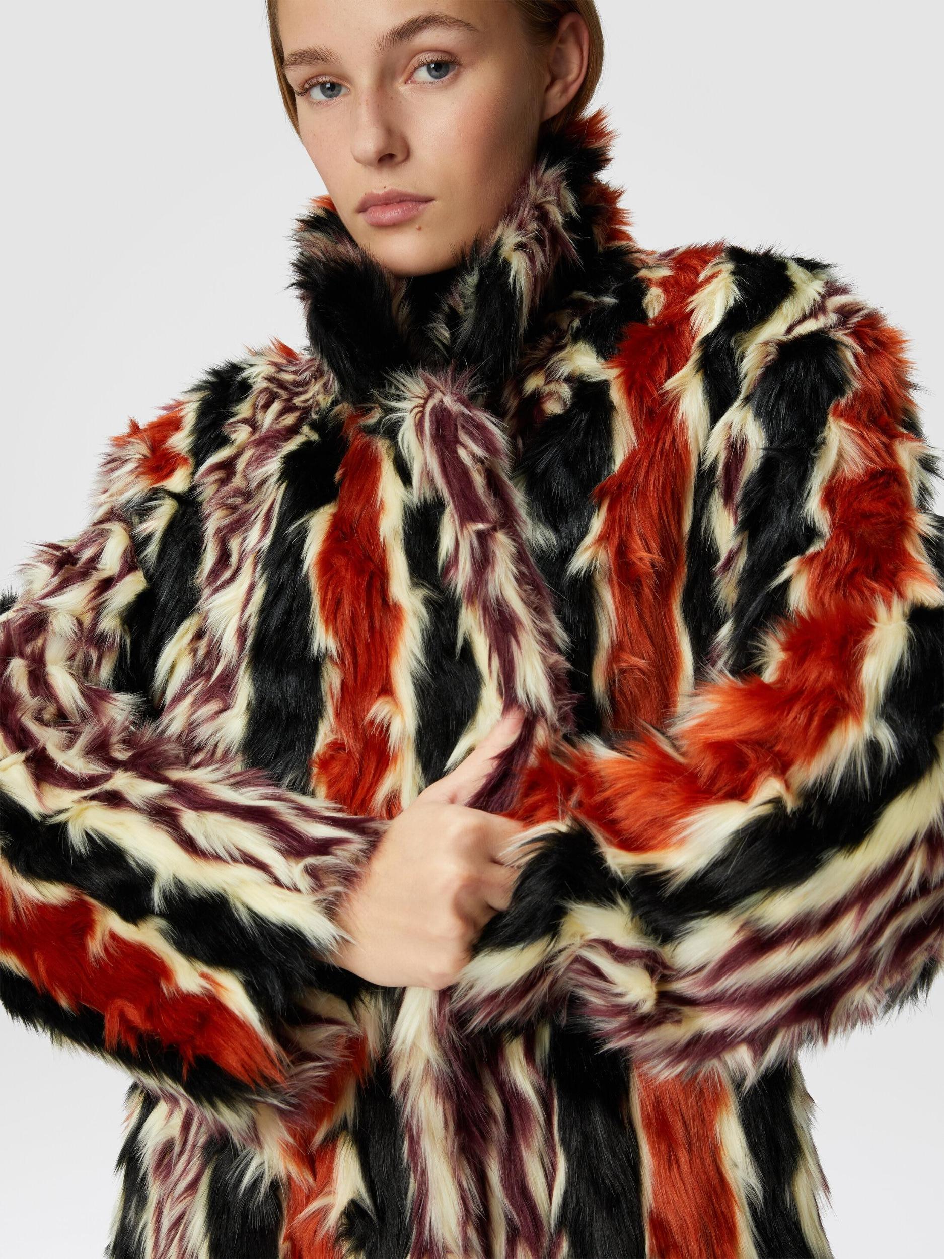 Long coat in striped faux fur Product Image