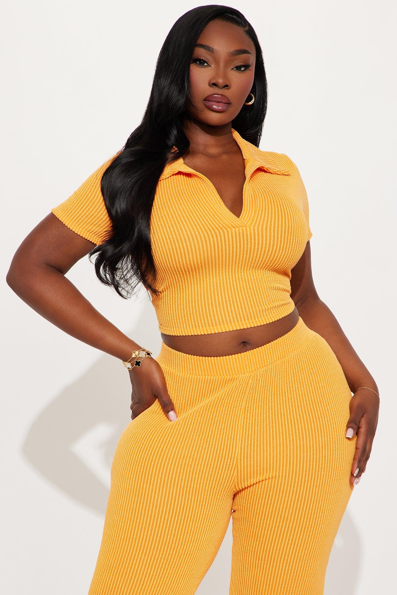 Josie Ribbed Pant Set - Orange Product Image