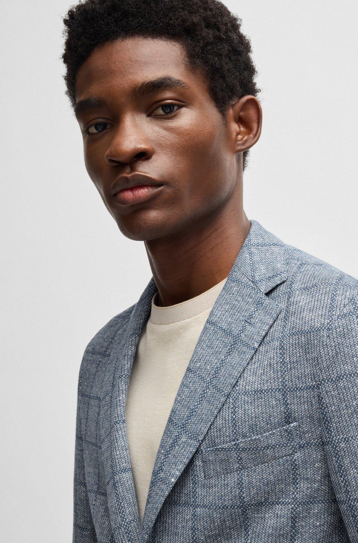 Slim-fit blazer in checked stretch fabric Product Image