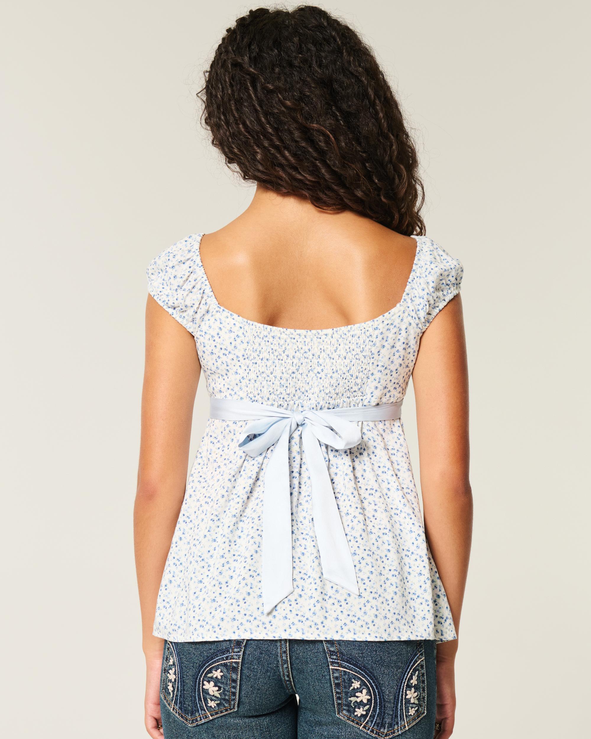 Easy Satin Tie Babydoll Top Product Image