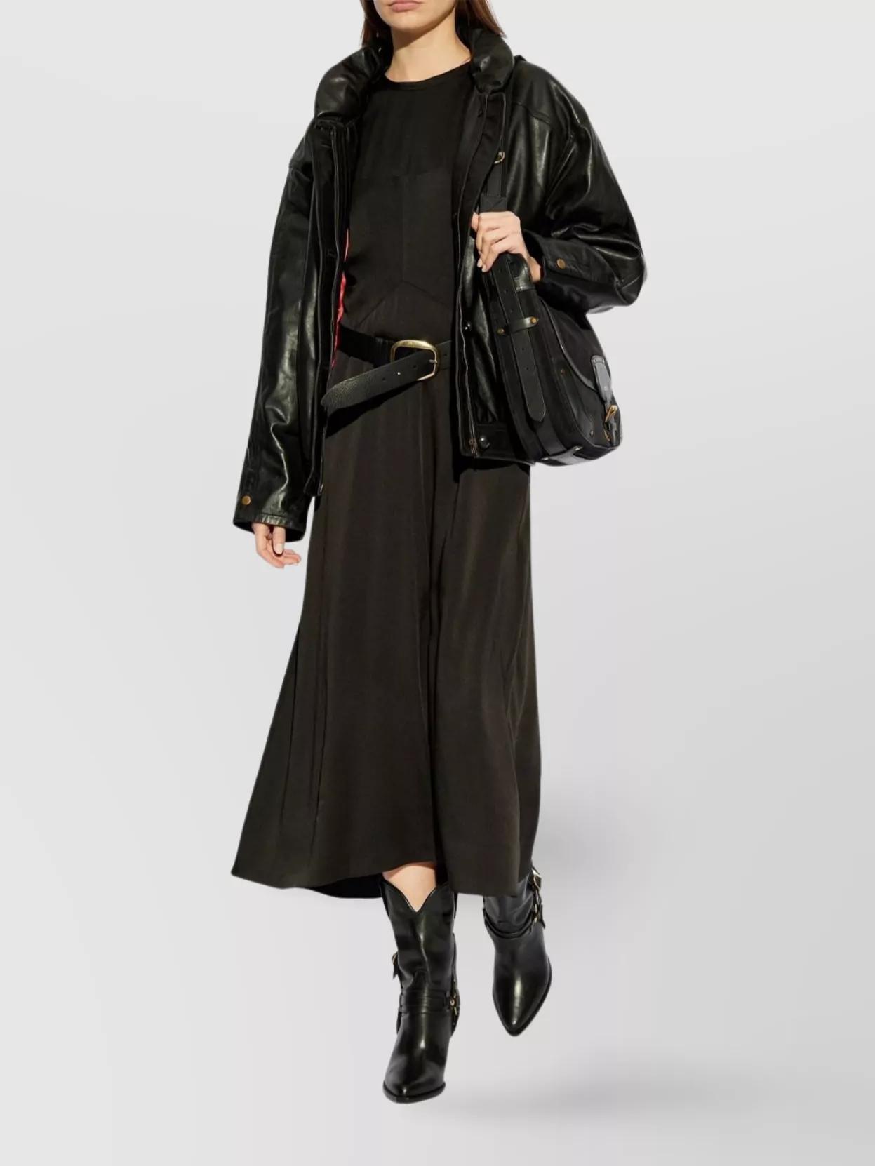 ISABEL MARANT Maxi Dress With Draped Sleeves And Fitted Waistline In Black Product Image
