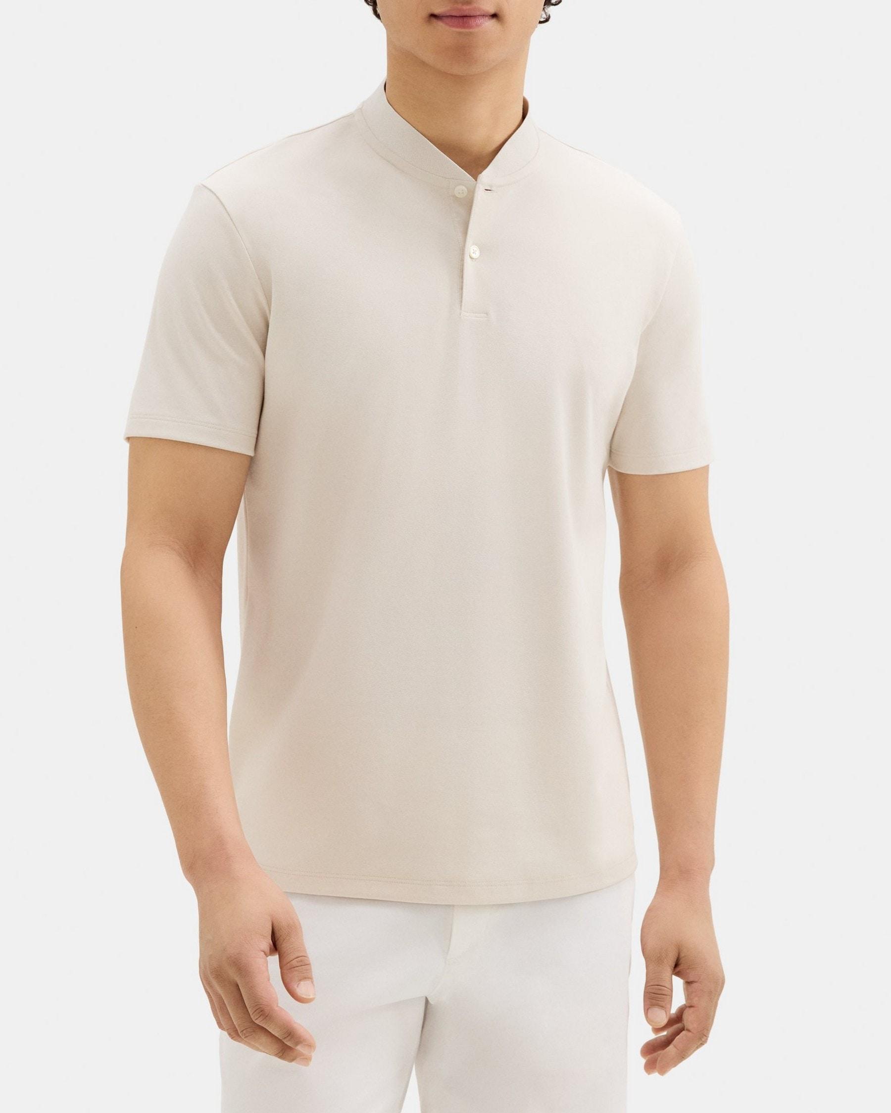 Short-Sleeve Henley Tee in Piqué Cotton Product Image