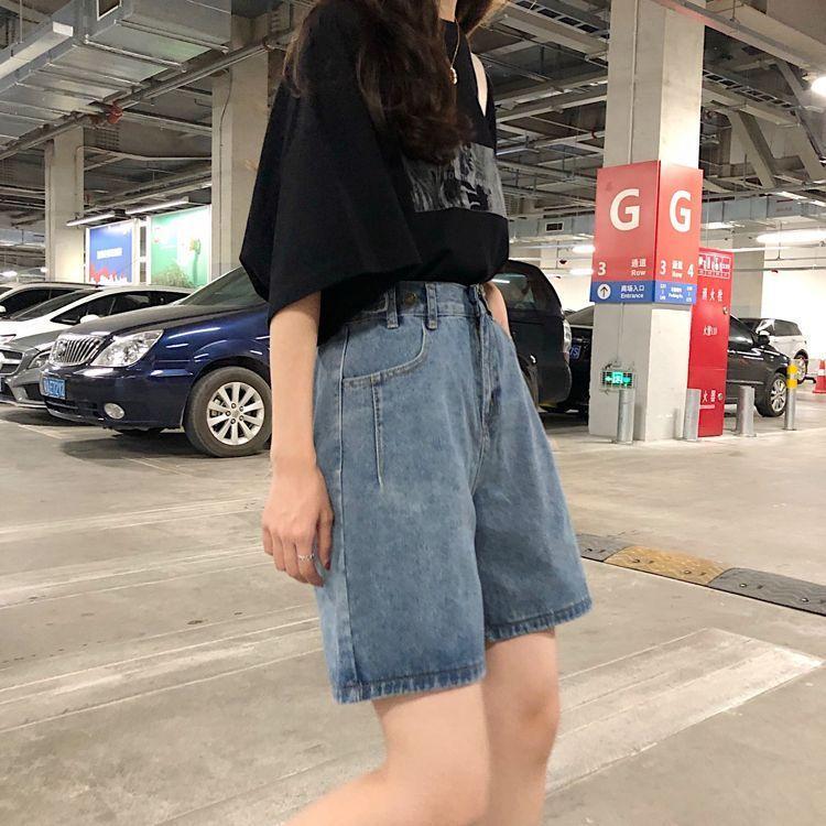 High-Waist Denim Shorts Product Image