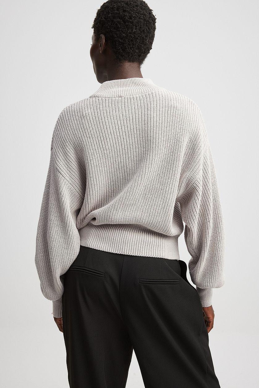 Volume Sleeve High Neck Knitted Sweater Product Image