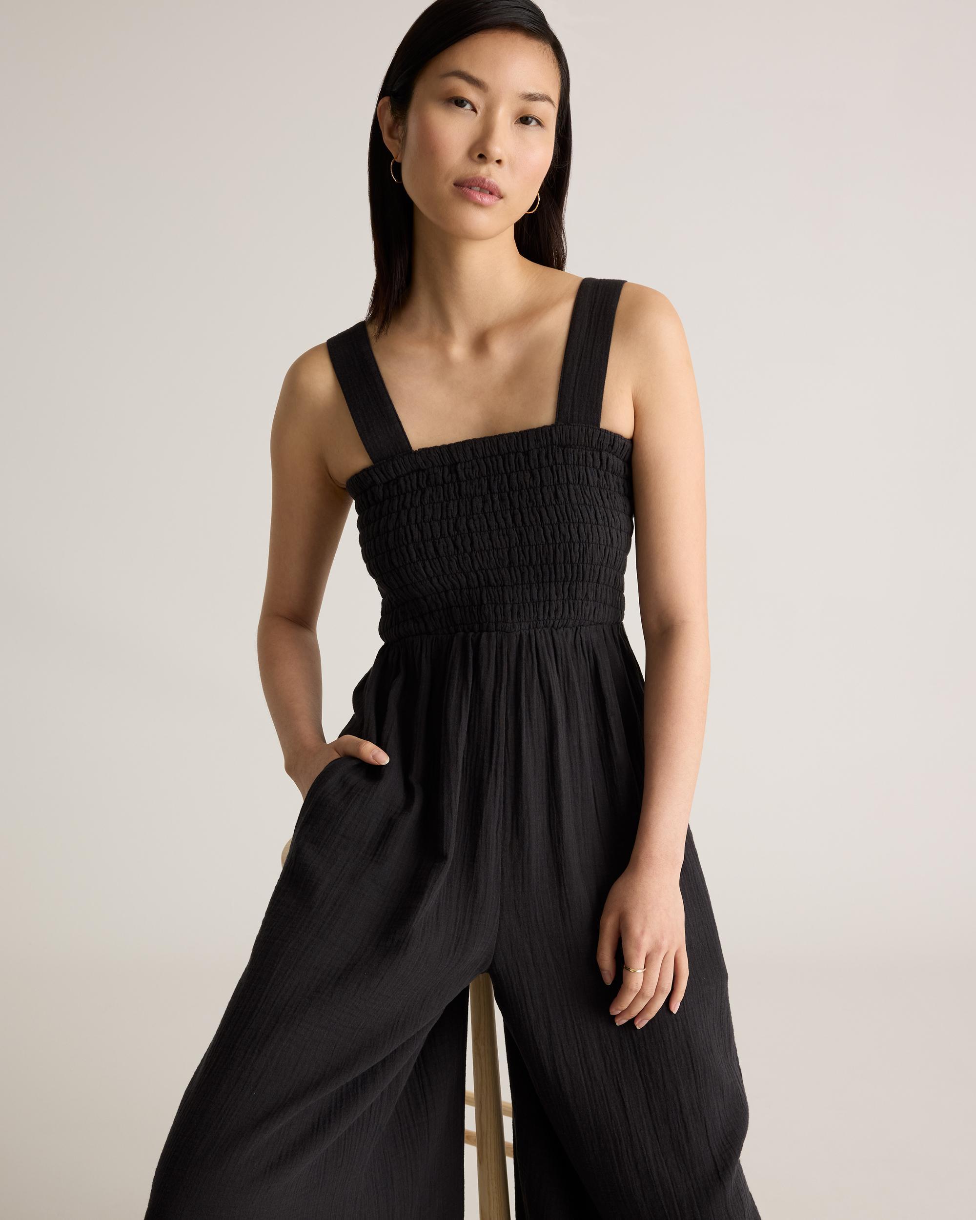 Quince | Women's Gauze Smocked Wide Leg Jumpsuit Organic Cotton Product Image