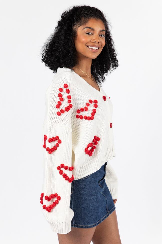 Better Together Ivory Heart Embroidered Cardigan FINAL SALE Product Image
