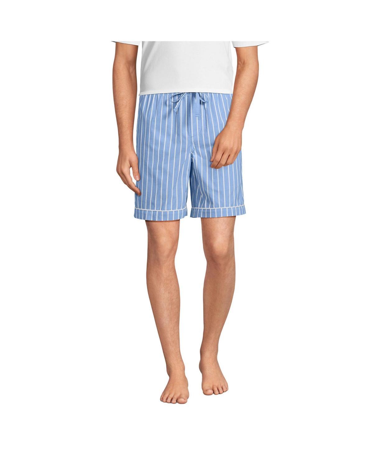 Men's Lands' End Essential 8-inch Pajama Shorts, Size: Large, Grey Blue Stripe Product Image