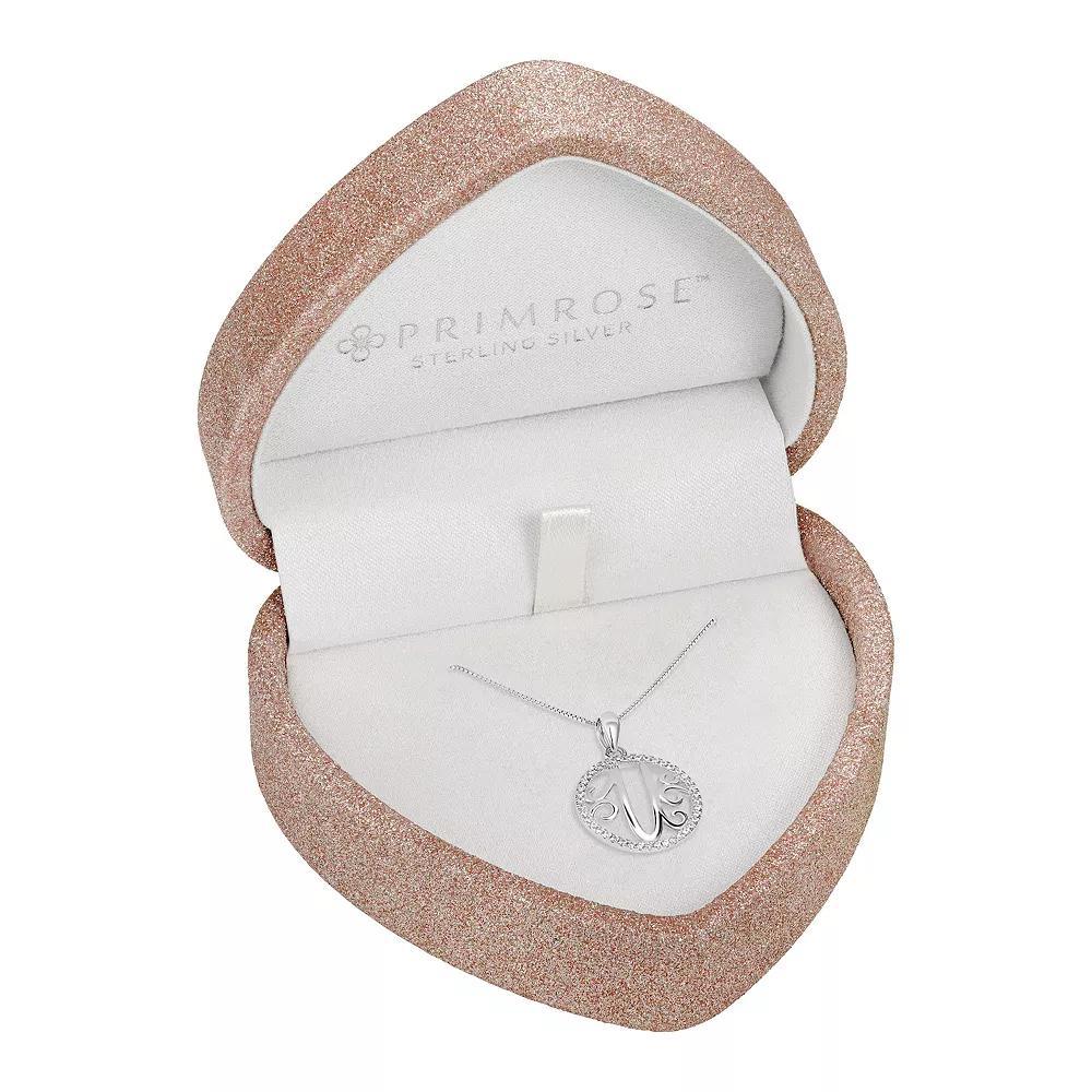 PRIMROSE Sterling Silver Cubic Zirconia Initial Pendant Necklace, Women's, Size: 18", Sterling Silver Q Product Image