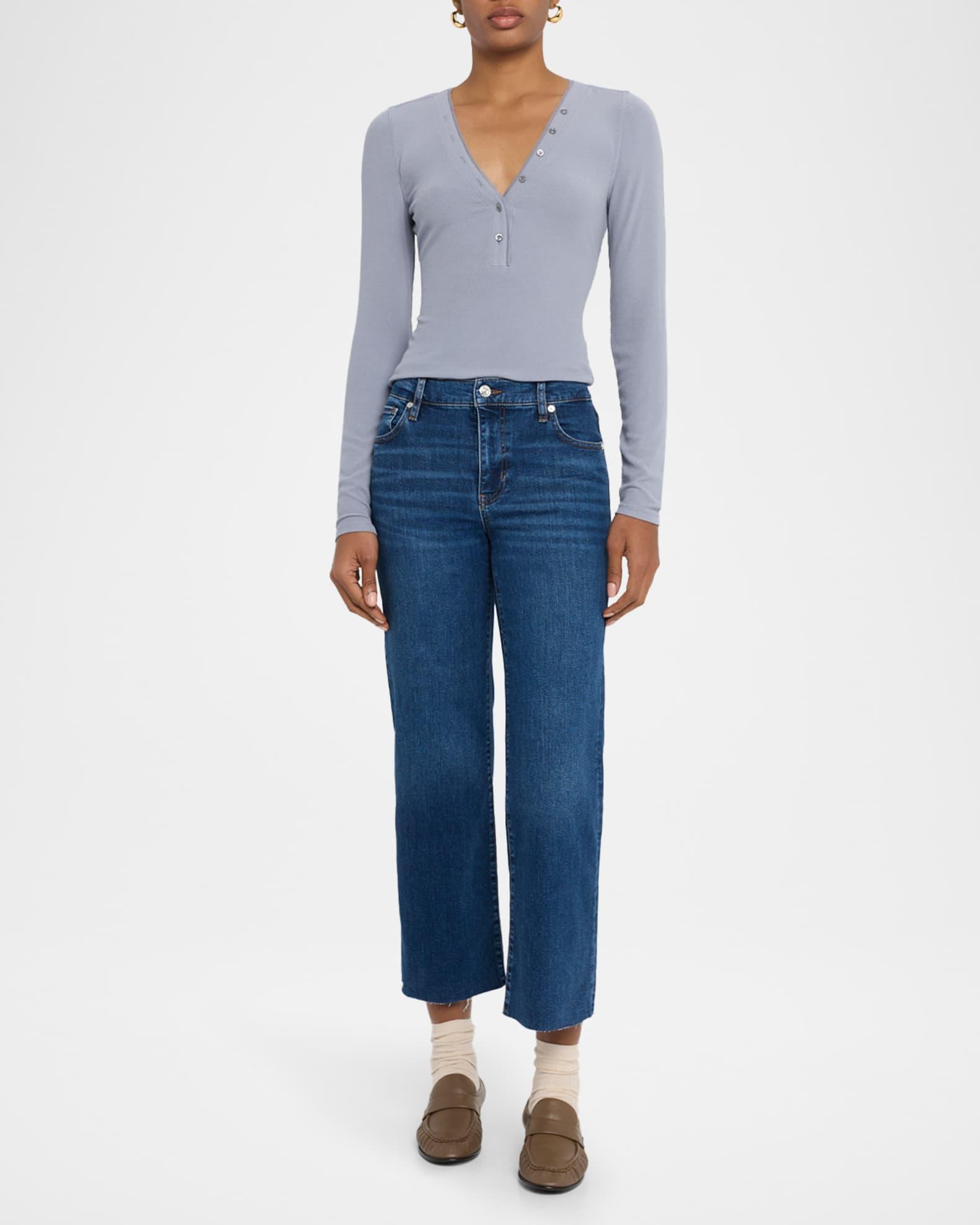 The Mesh Trim Ribbed Henley Top Product Image