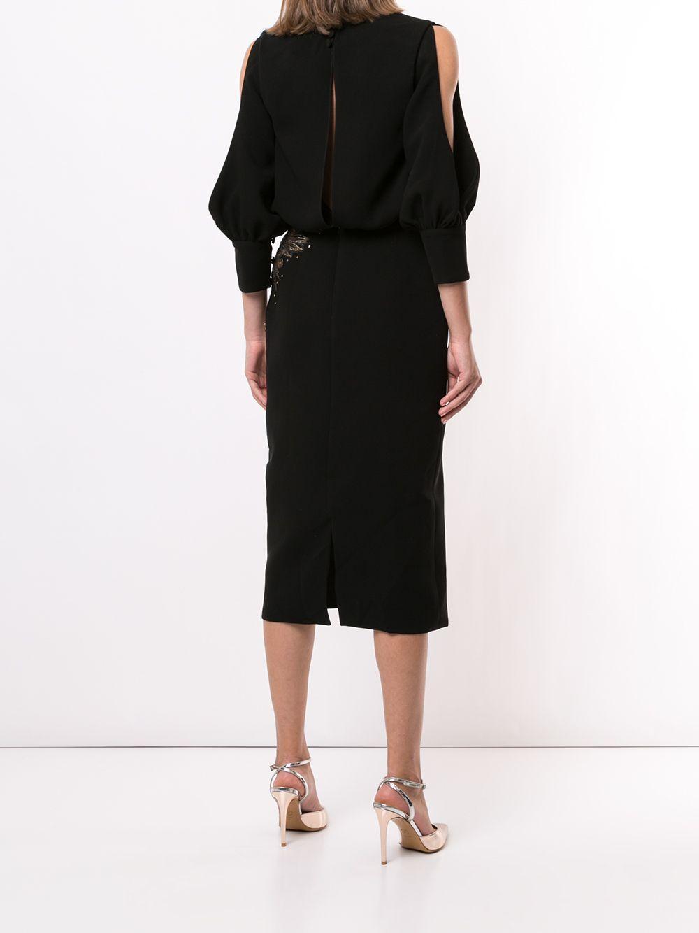 open-shoulder embroidered dress Product Image