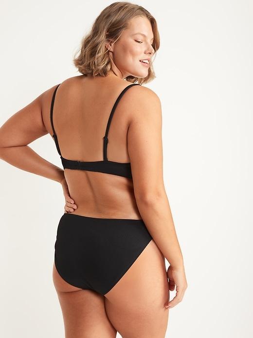 Low-Rise Classic Rib-Knit Bikini Swim Bottoms Product Image