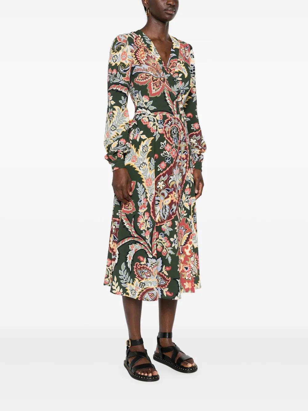 floral crepe wrap midi dress Product Image