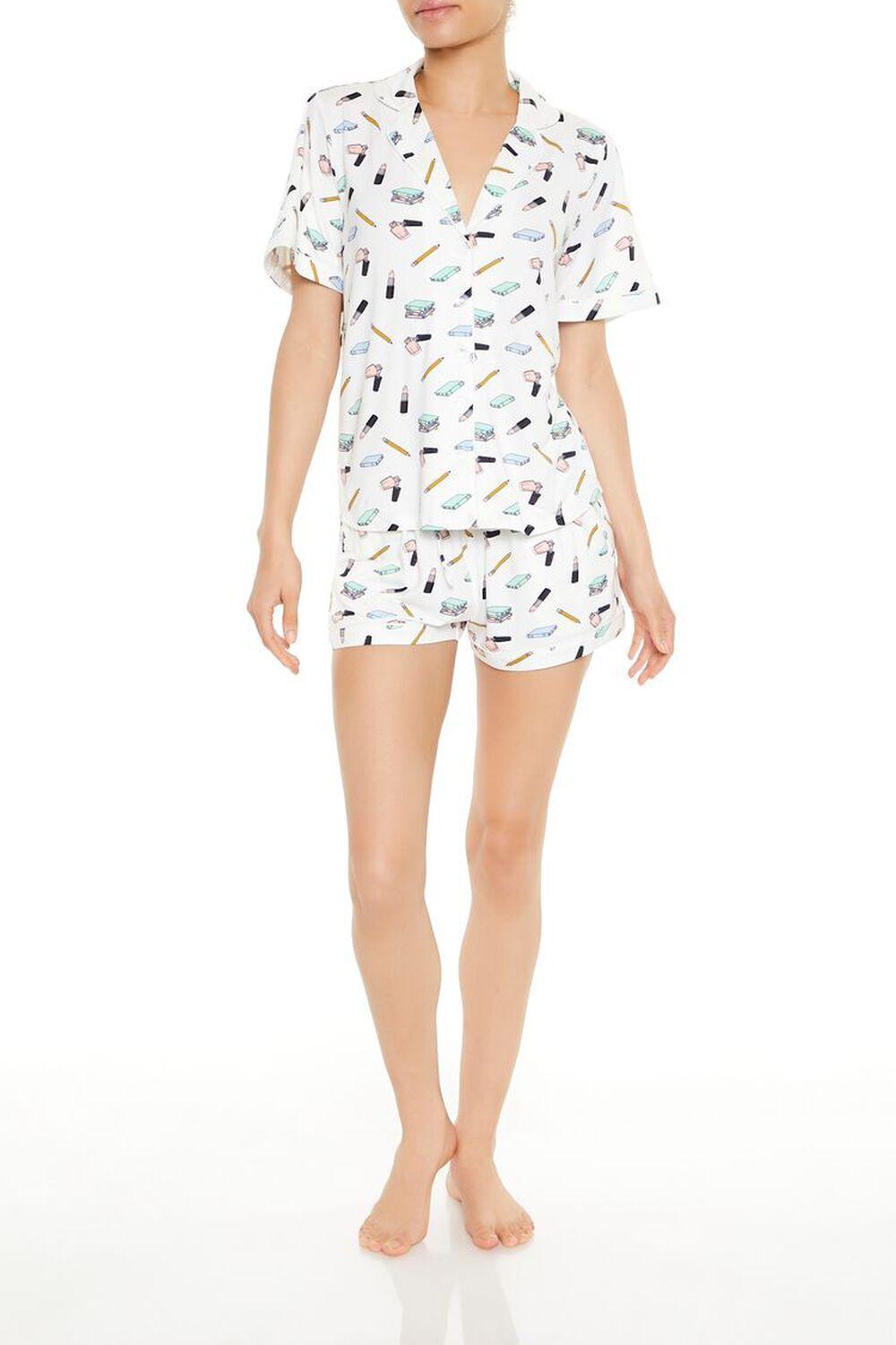 Lipstick Pajama Shirt & Shorts Set | Forever 21 Product Image